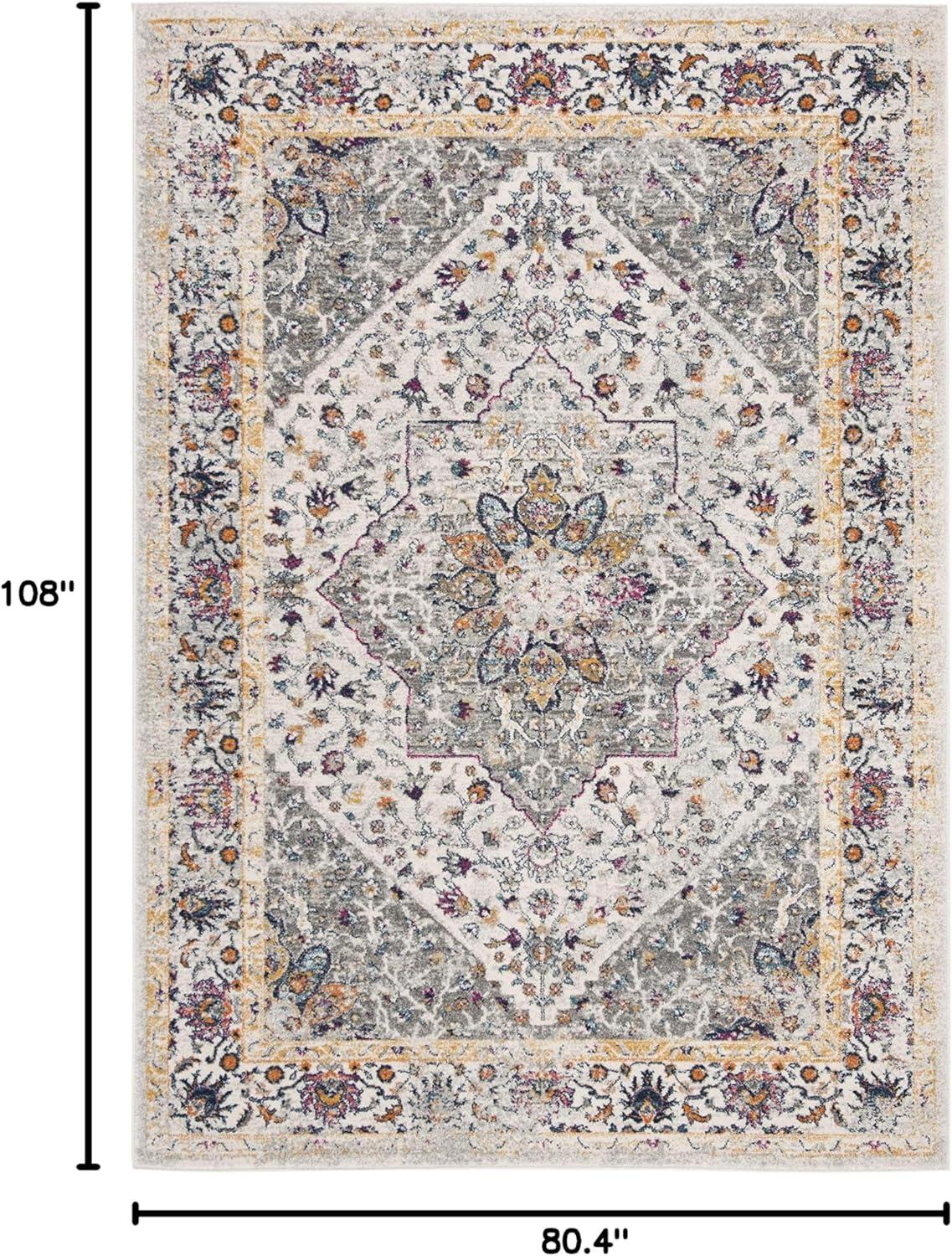 Evoke EVK288 Power Loomed Indoor Area Rug - Ivory/Grey - 6'7"x9' - Safavieh