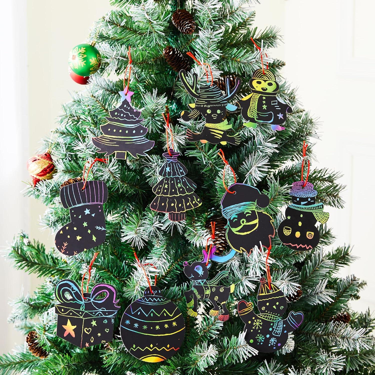 JOYFY 72pcs Rainbow Christmas Scratch Cards Ornament