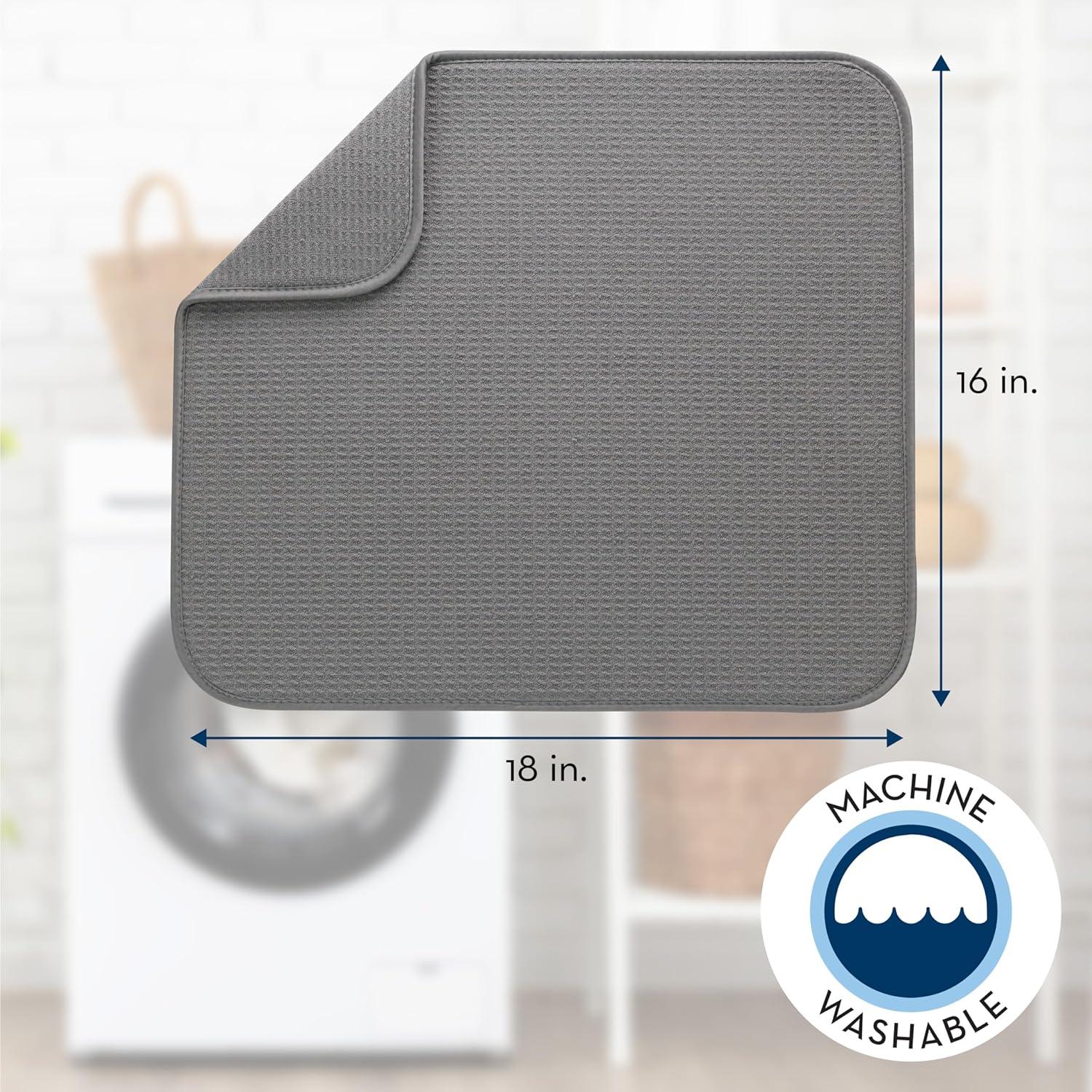 Gray Trellis Foldable Microfiber Dish Drying Mat Set