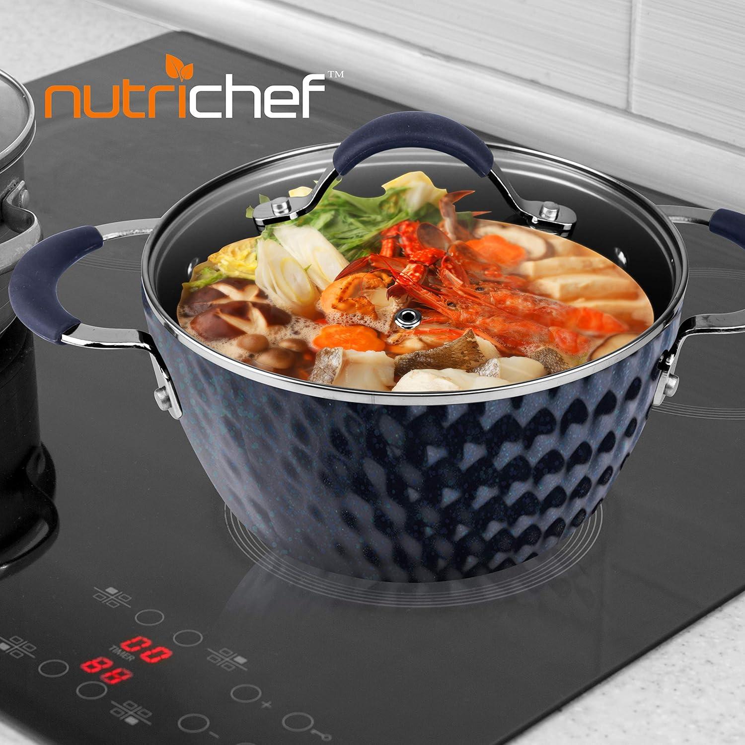 NutriChef 3.6 Quarts Non-Stick Aluminum Round Dutch Oven