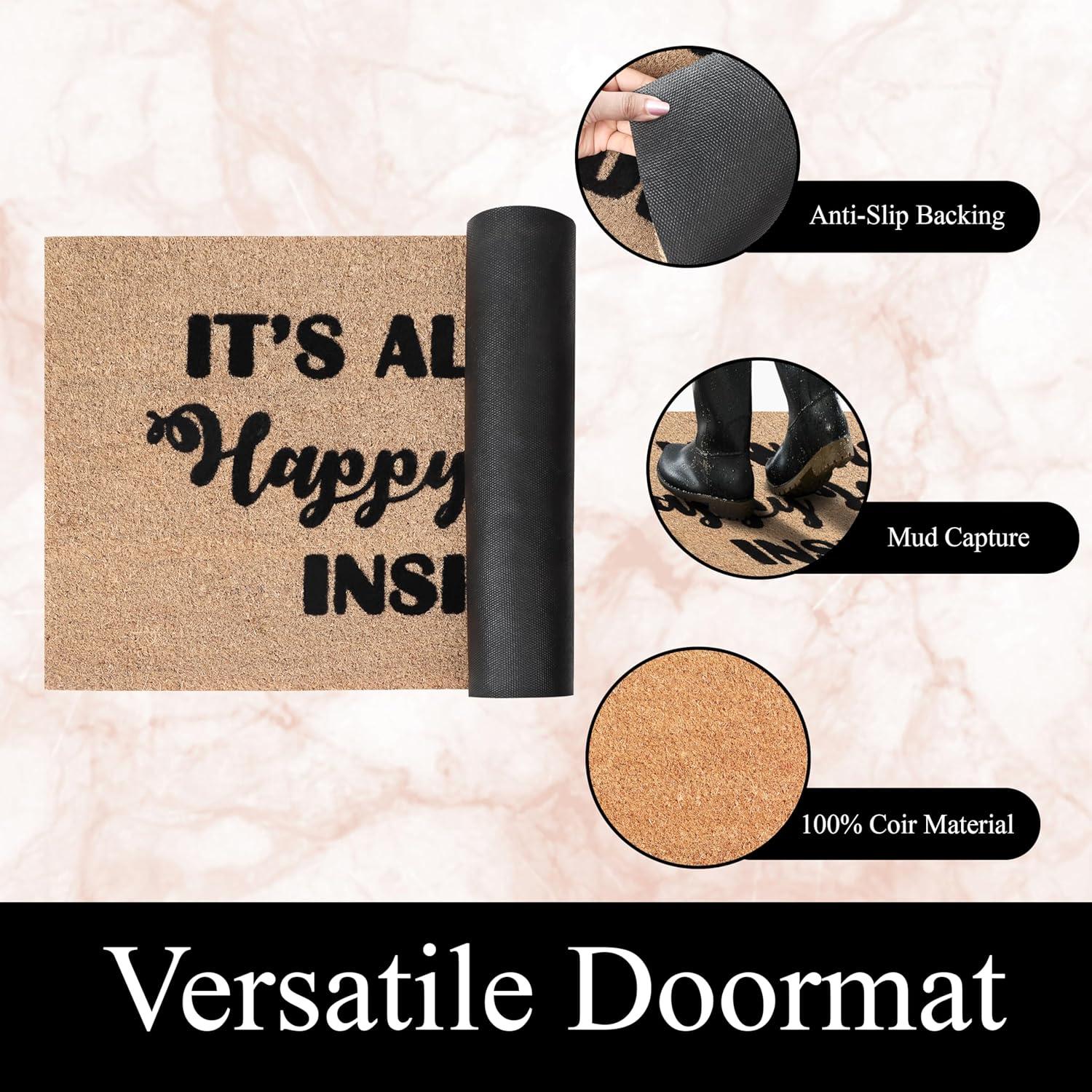 A1HC Natural Coir Flocked Doormat with Heavy Duty Non-Slip PVC Backing Easy to Clean, Fade Resistant, Pet Friendly Outdoor Welcome Mat, Low-Profile Durable Doormat 24"X36"