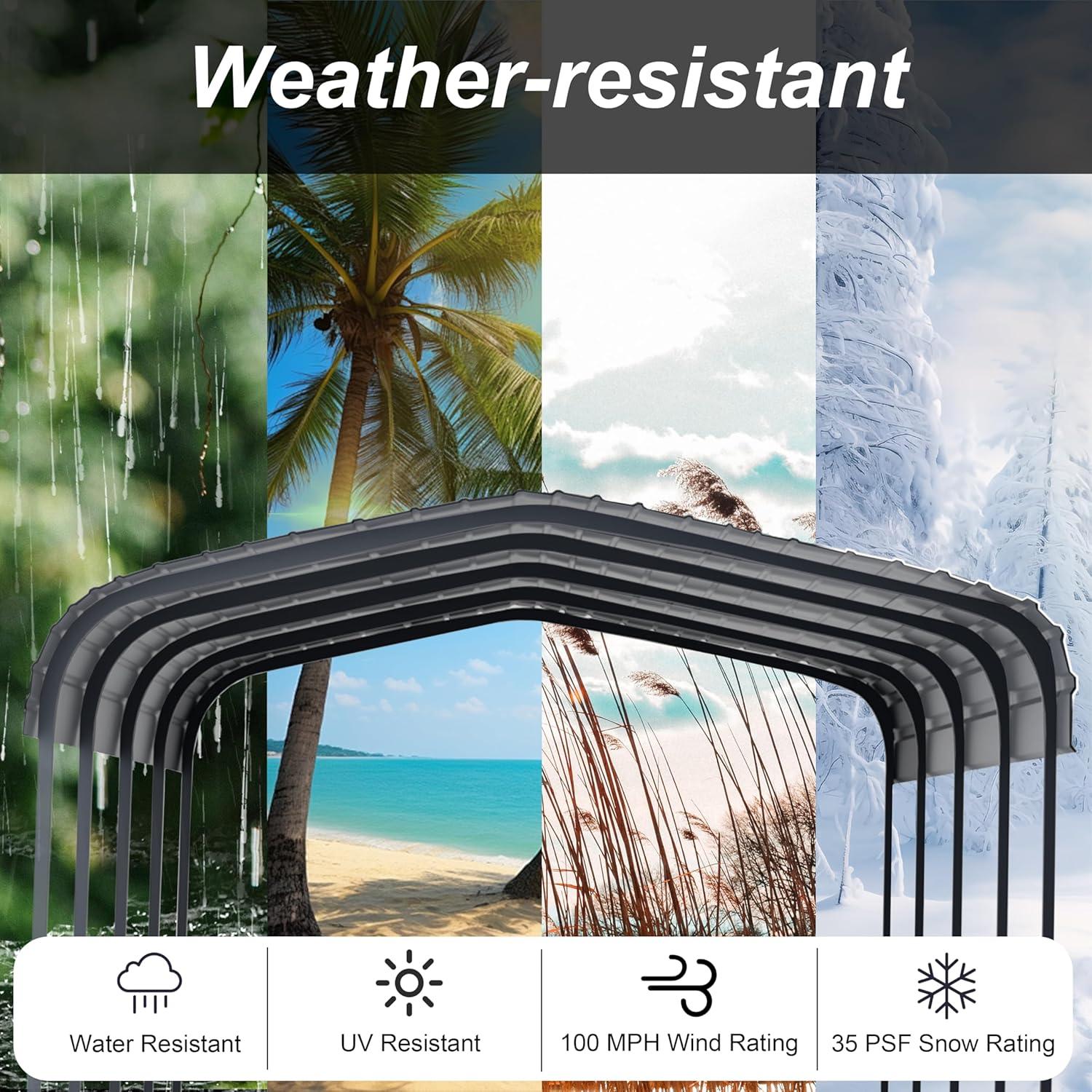 Steel Carport, Galvanized Multiple Sizes