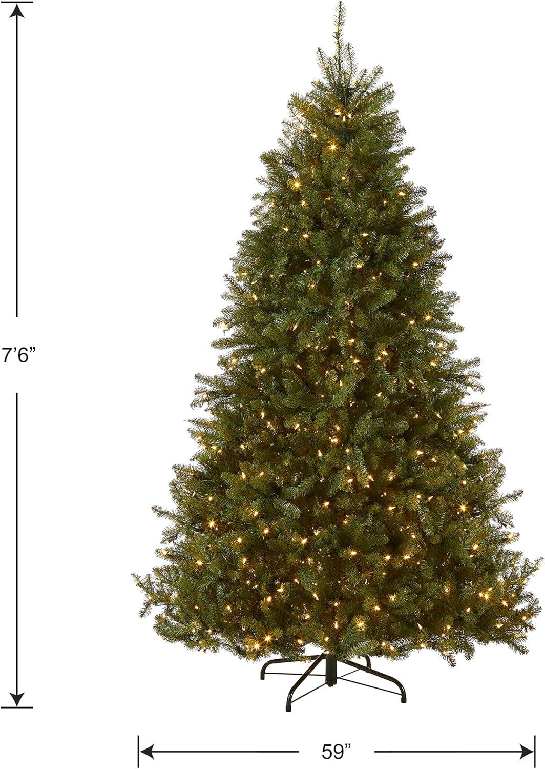 7.5' Prelit Hinged Dunhill Fir Artificial Christmas Tree Dual Lights - National Tree Company