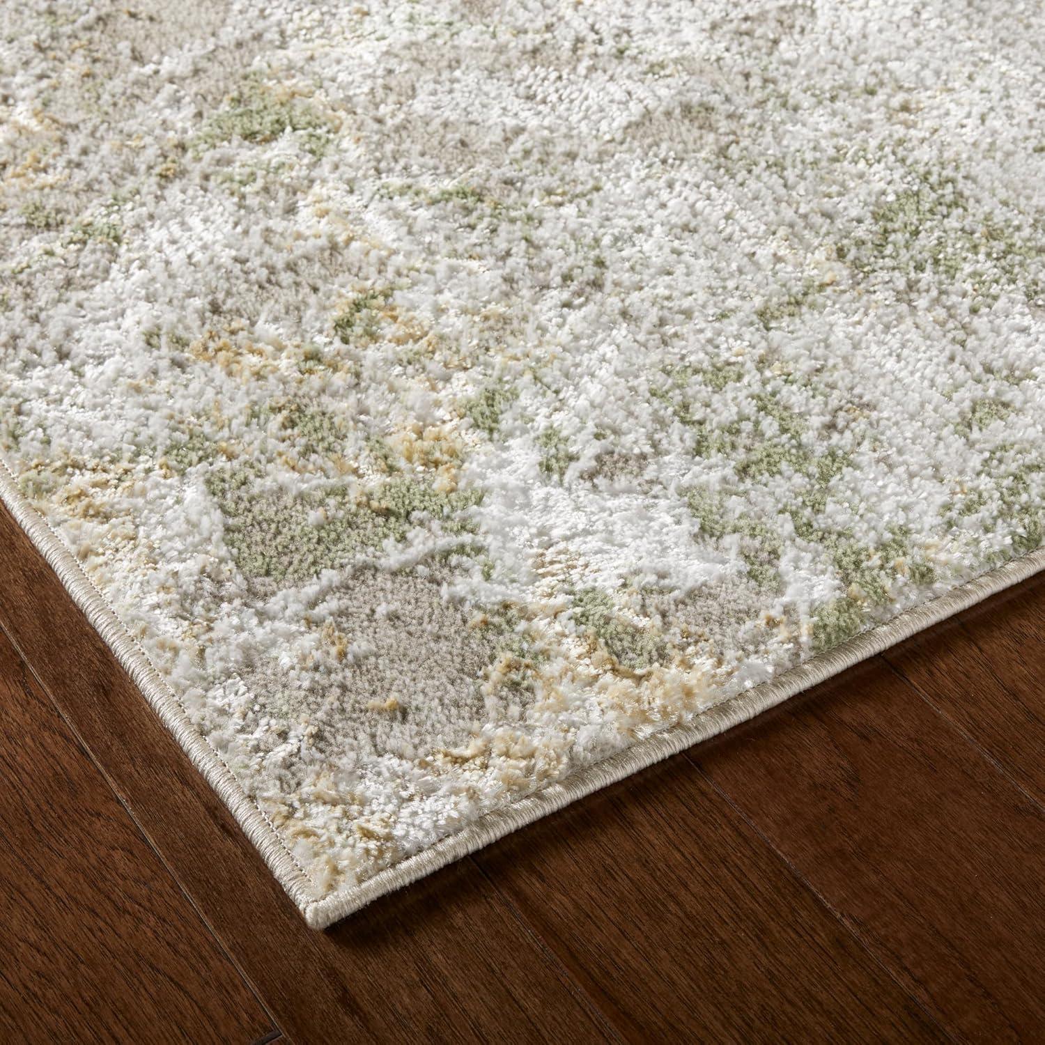 TOWN & COUNTRY LUXE Opaline Bold Marble Area Rug with Glam Metallic Ribbed Texture Pile, Sage Green