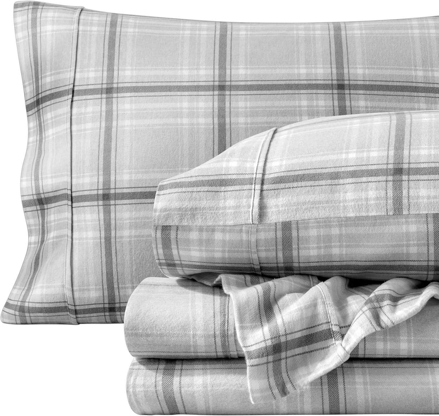 Tartan Plaid Cotton Flannel Twin XL Sheet Set by Bare Home