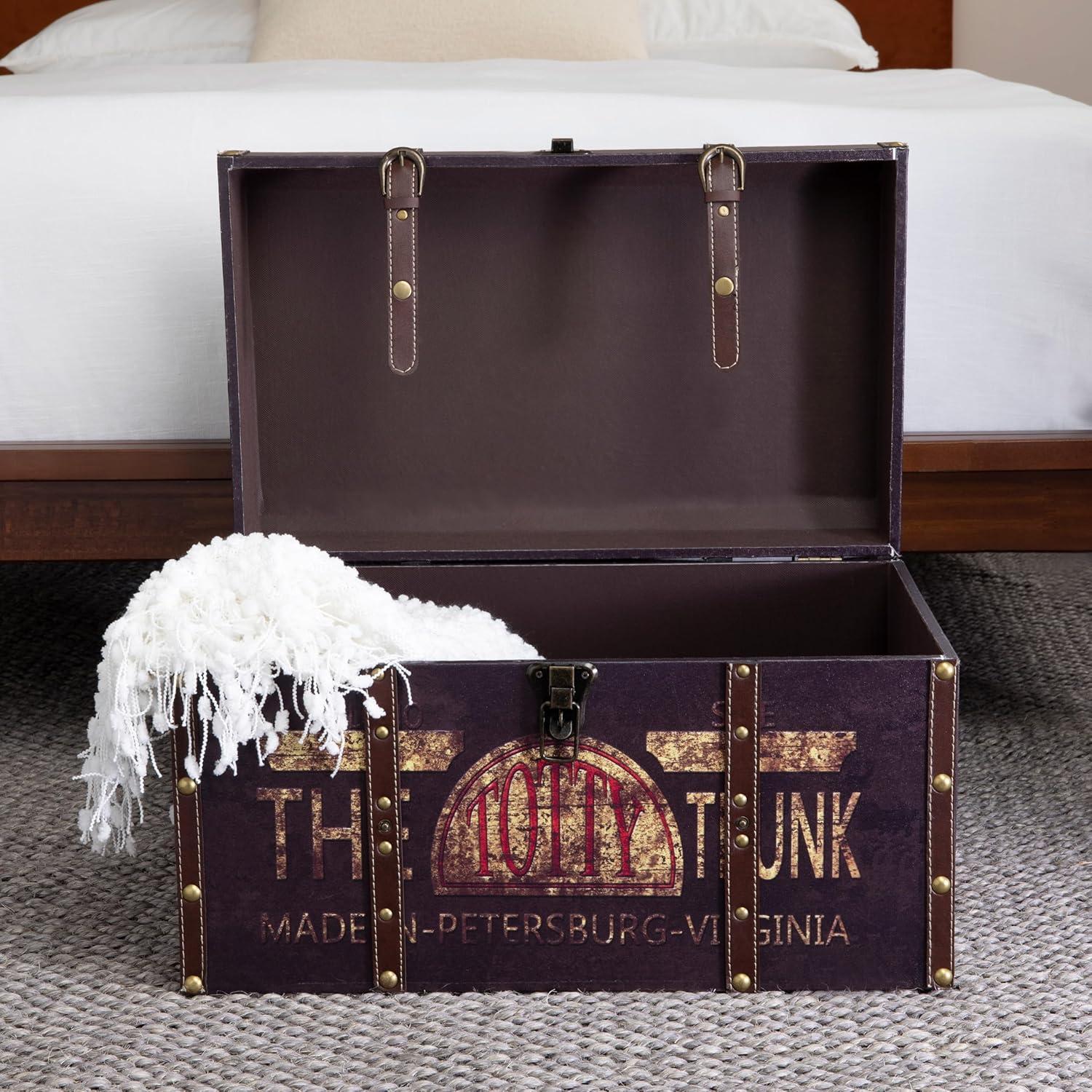 Household Essentials Large Decorative Trunk Green/Black: Multicolored Storage Trunk for All Ages, 22" Width