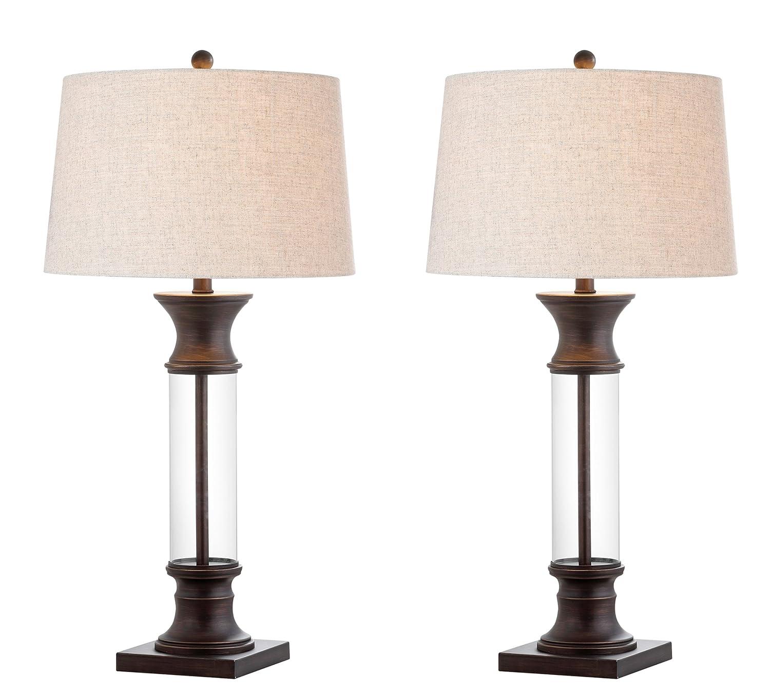 JONATHAN Y Hunter 32" Metal/Glass LED Table Lamp, Gold Leaf (Set of 2)