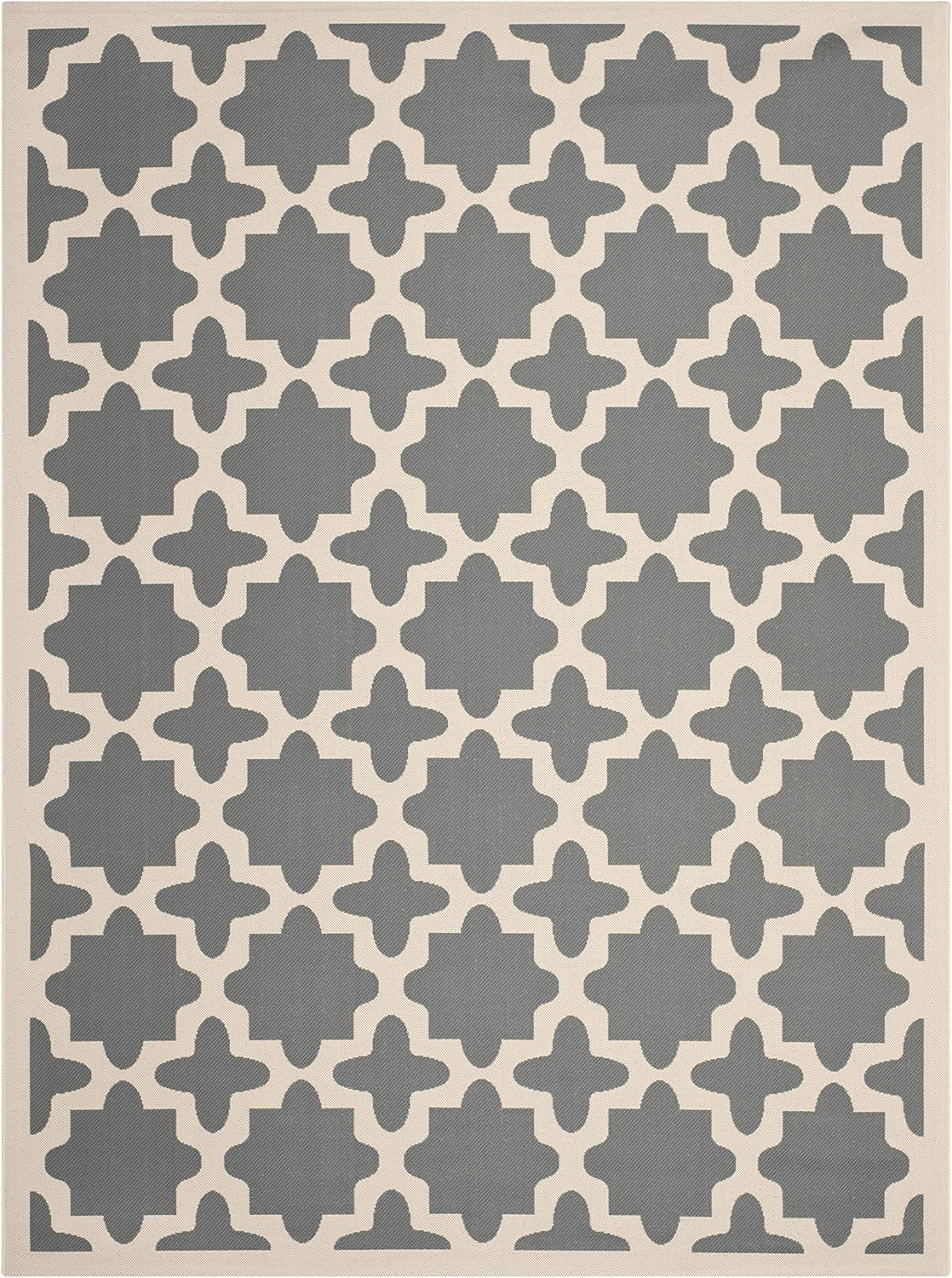 Courtyard CY6913 Power Loomed Indoor and Outdoor Area Rug - Black/Beige - 8'x11' - Safavieh