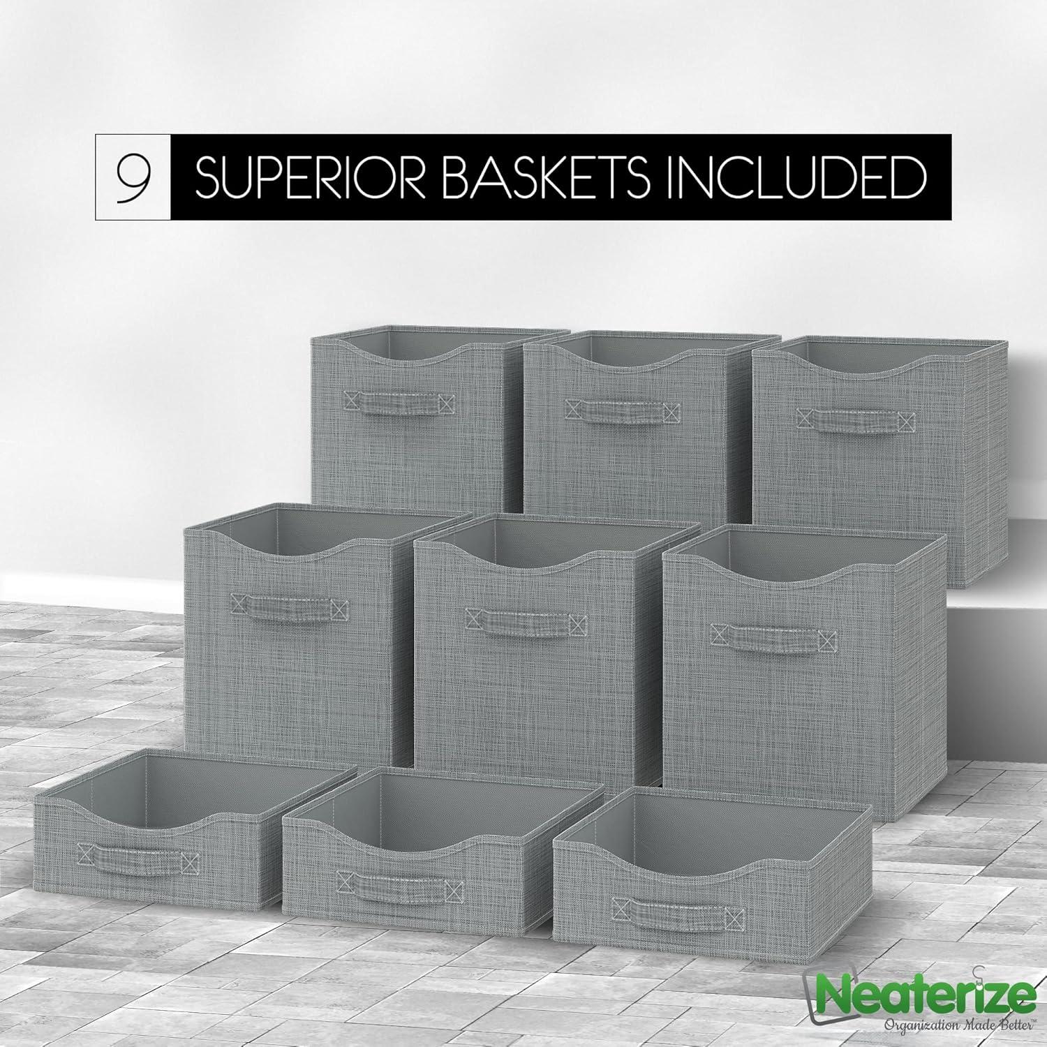 Light Grey 9-Cube Foldable Storage Organizer with Bins