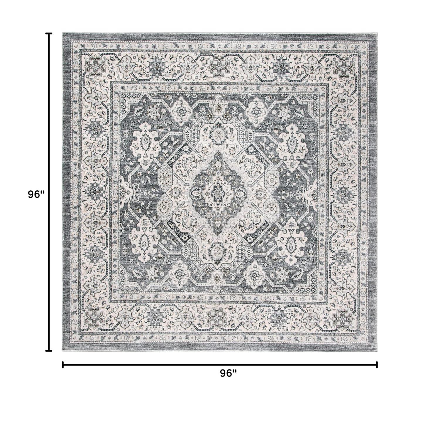 Isabella ISA916 Power Loomed Area Rug - Grey/Cream - 8'x8' - Safavieh