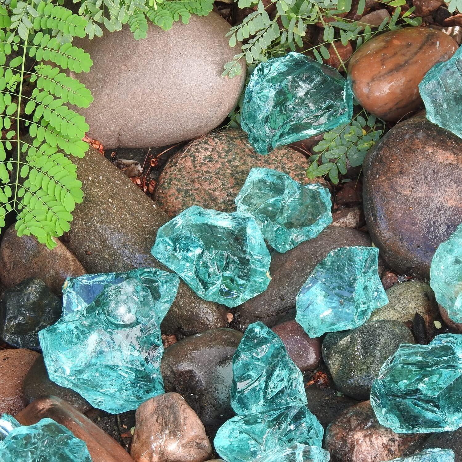 Aqua Recycled Glass 50-100mm Modern Landscape Stepping Stone