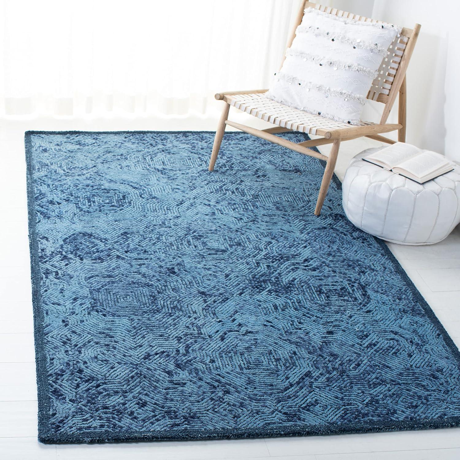 Ikat IKT506 Hand Tufted Accent Rug - Dark Blue - 3'x5' - Safavieh