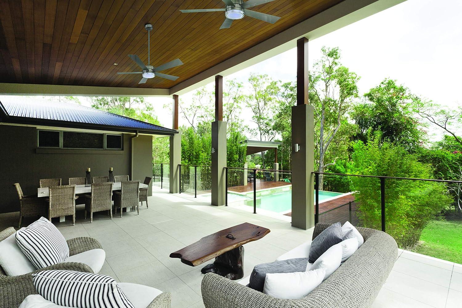 Wynd 5 - Blade Outdoor /Indoor Smart Ceiling Fan with Remote Control and LED Light Kit Included, Works With Alexa and iOS or Android App