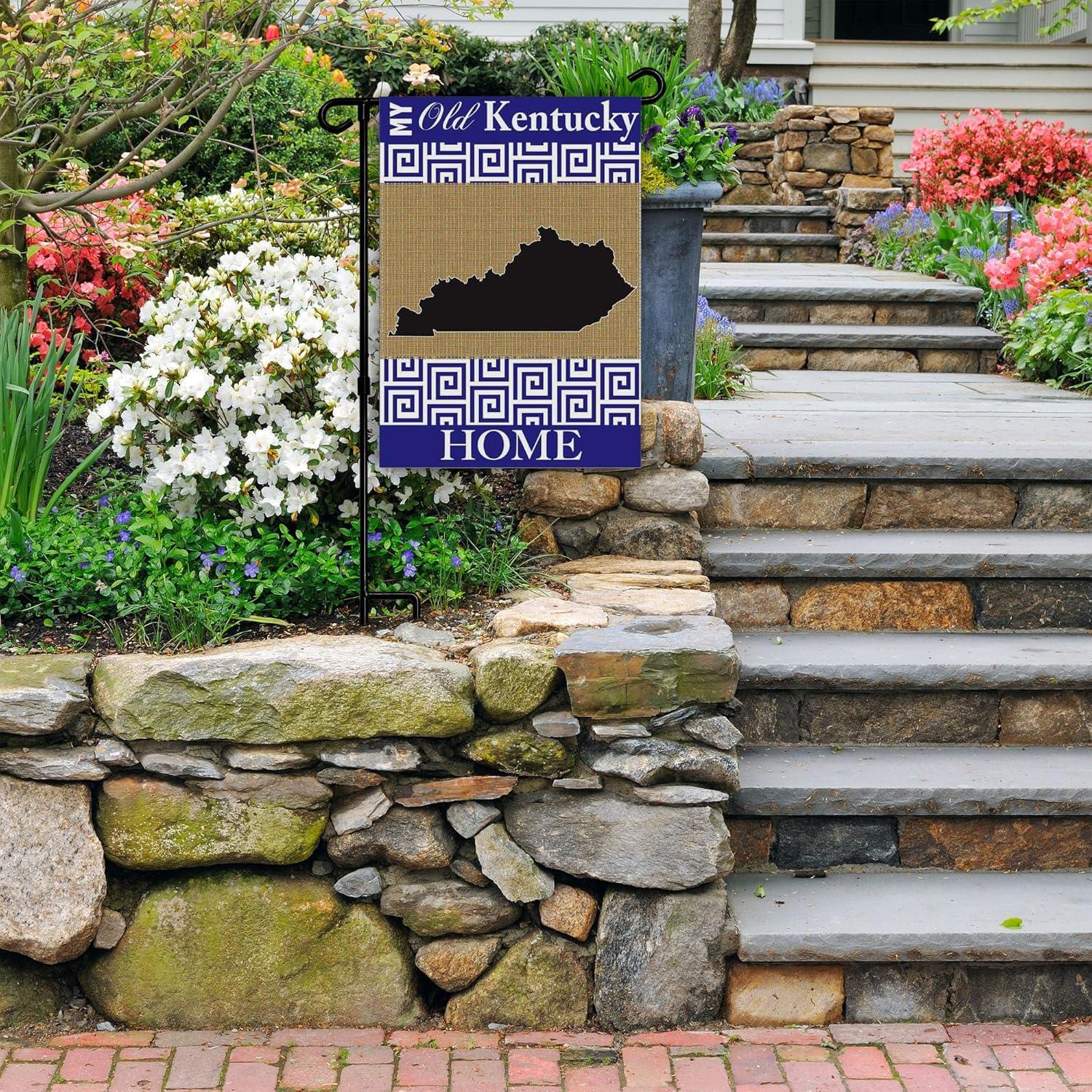 Kentucky Blue and Burlap Rectangular Garden Flag