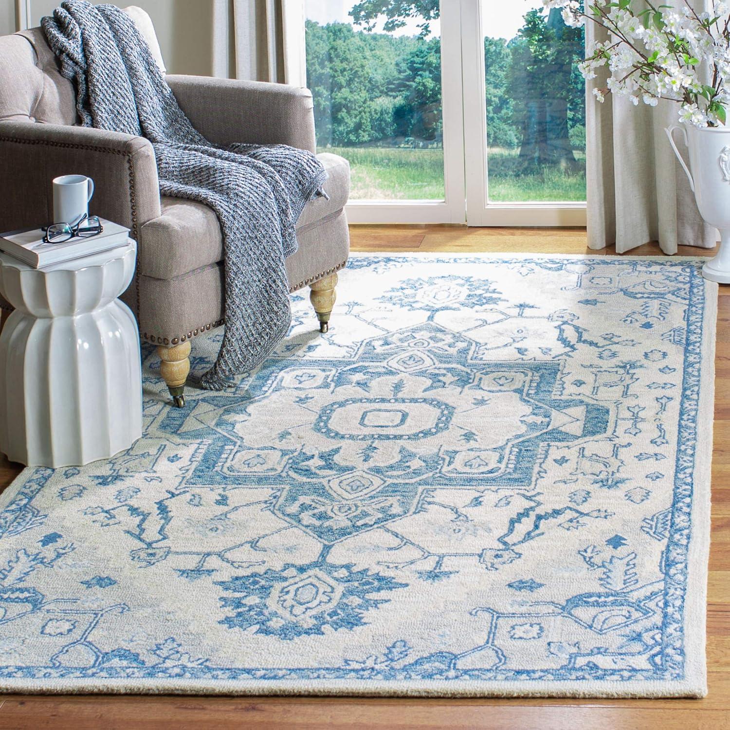 Micro-Loop MLP503 Hand Tufted Area Rug - Ivory/Blue - 6'x9' - Safavieh.