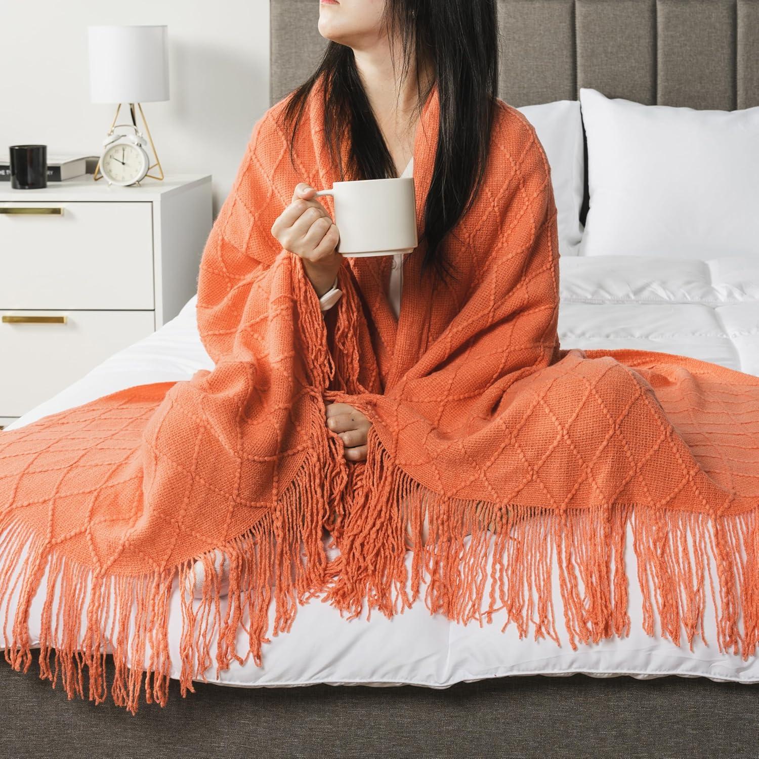 Pavilia Soft Knitted Throw Blanket for Couch, Light Pink, 50x60 & Reviews | Wayfair