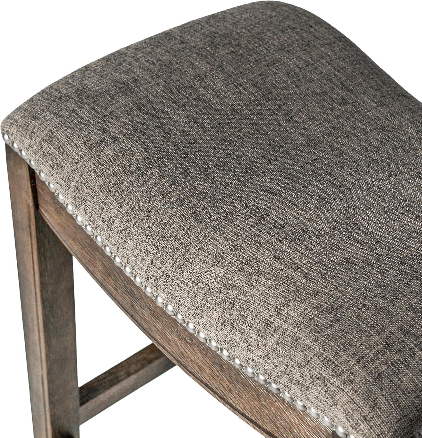 Maven Lane Maven Lane Adrien Backless Saddle Kitchen Stool with Fabric Upholstery