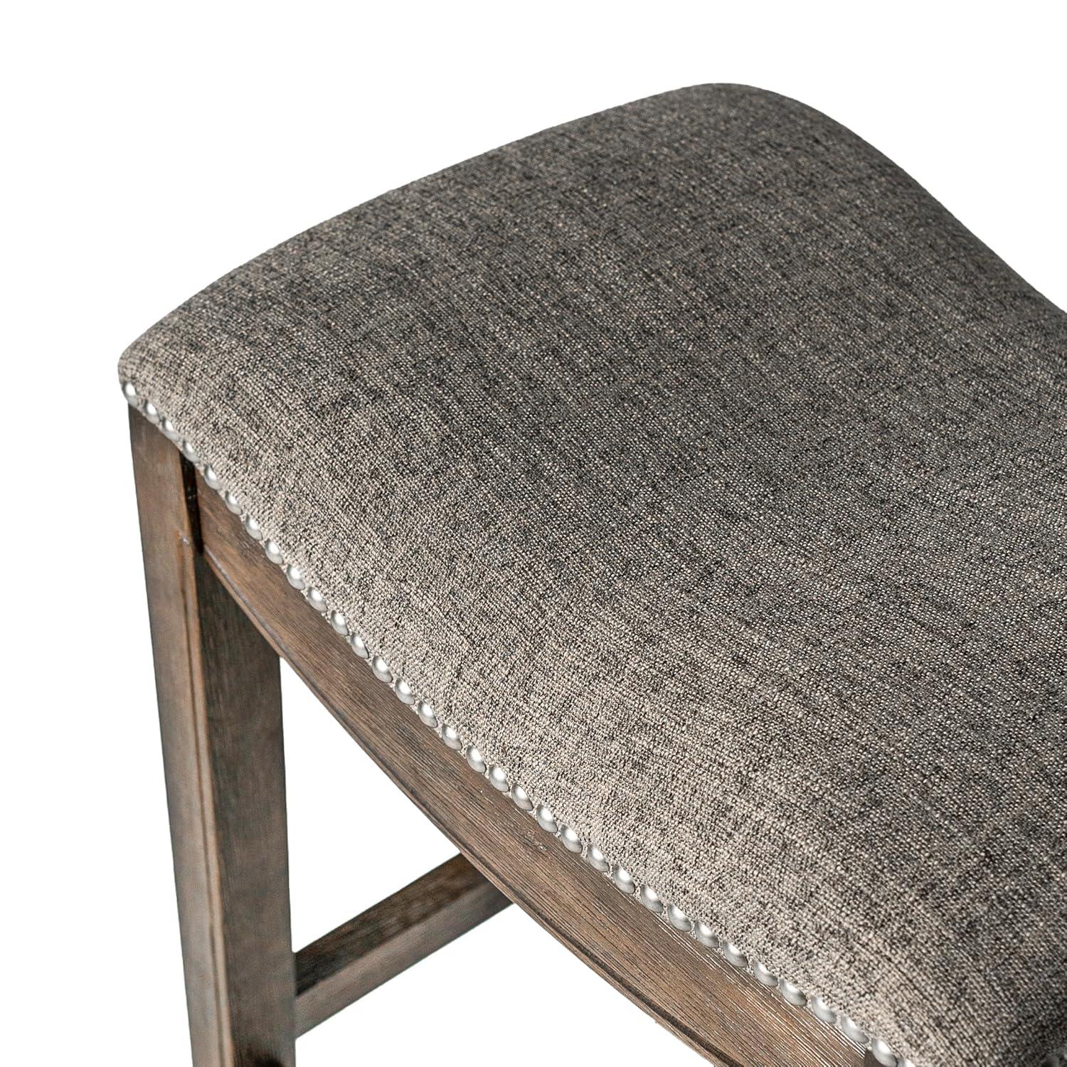 Maven Lane Maven Lane Adrien Backless Saddle Kitchen Stool with Fabric Upholstery