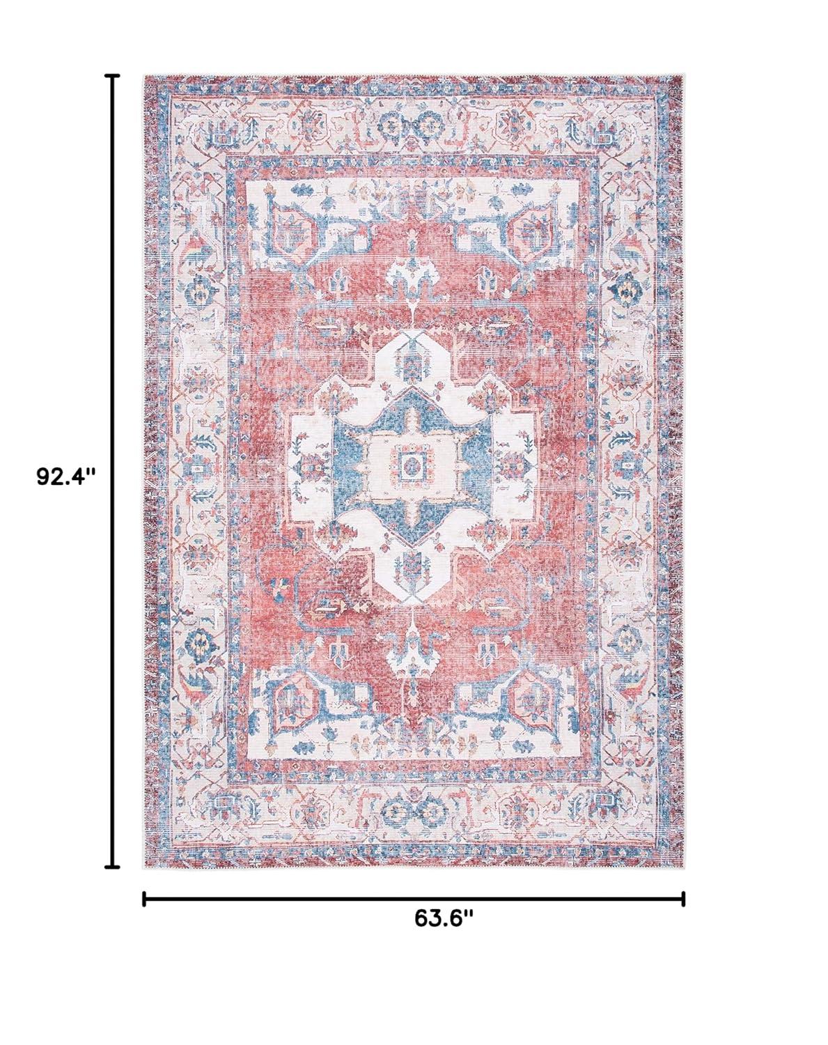 SAFAVIEH Serapi Oralee Traditional Machine Washable Area Rug, Red/Ivory, 5'3" X 7'7"
