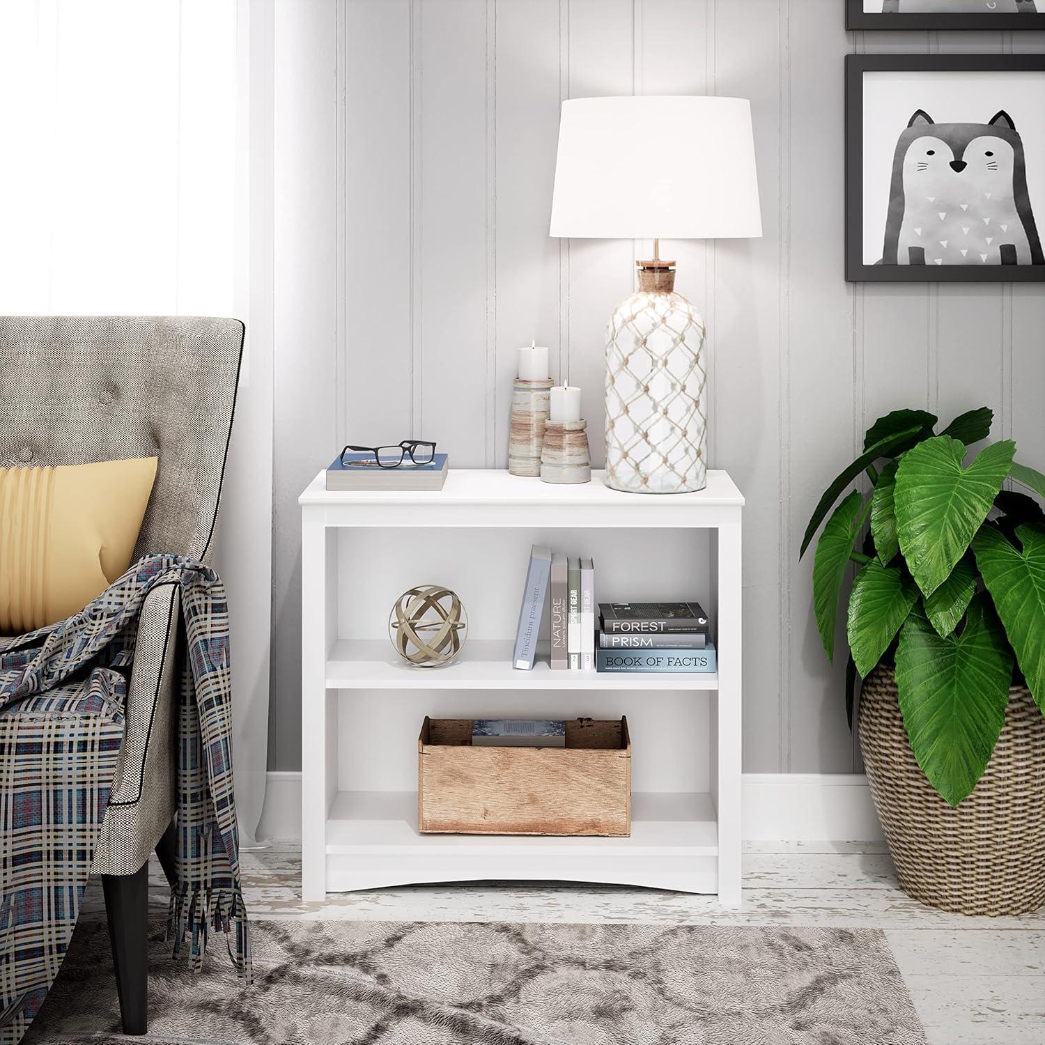 Prepac Home Office 2-Shelf Standard Bookcase with Durable Laminate Finish, White