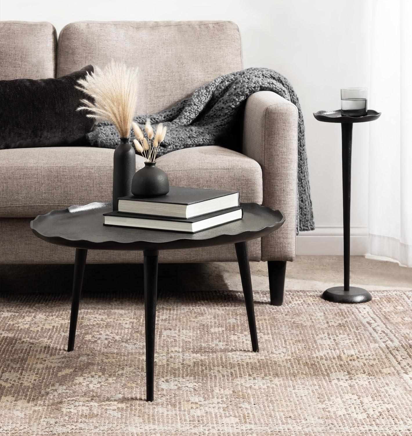 Kate and Laurel Alessia Round Metal Drink Table, 8x8x22, Black