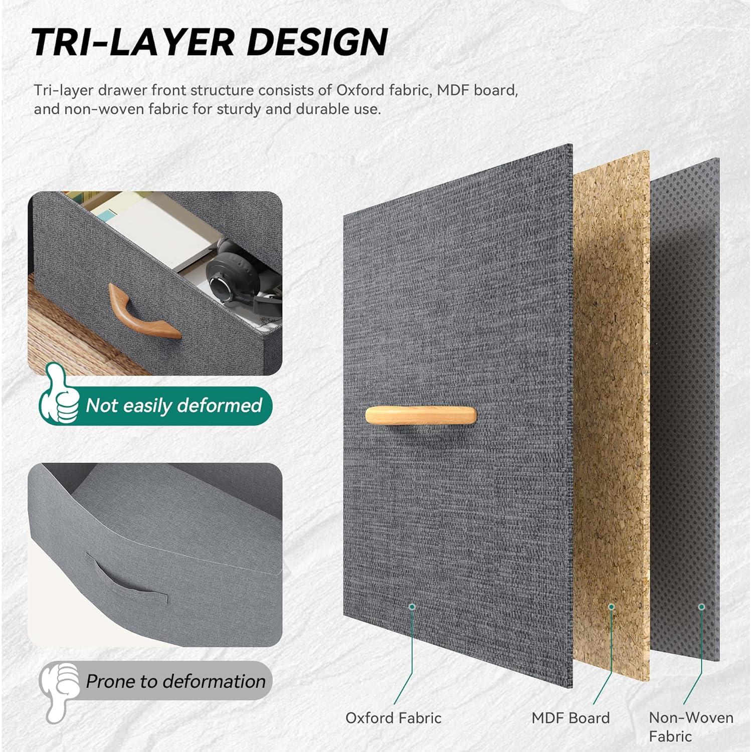 YITAHOME Dresser for Bedroom with 9 Drawers, Fabric Storage Dresser, Closet & Chest of Drawers for Living Room, Closets - Sturdy Steel Frame, Wooden Top & Easy Pull Fabric Bins(Dark Grey)