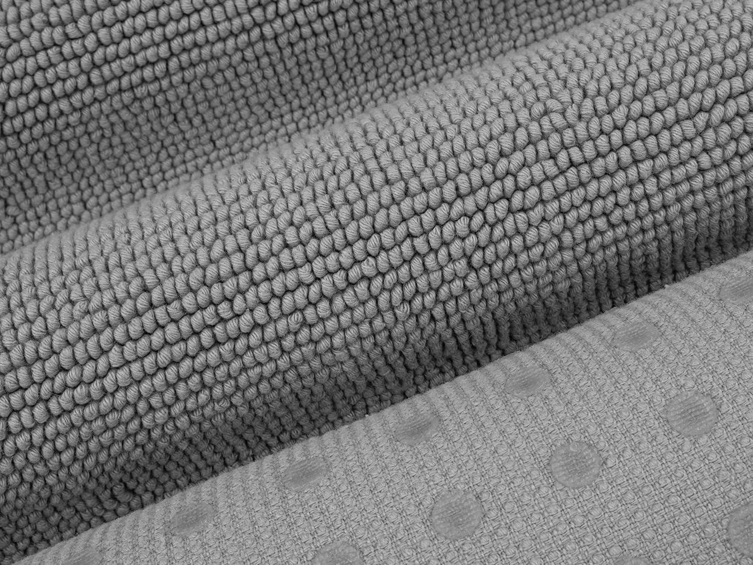 American Soft Linen 100% Cotton Bath Mat Rugs, 20x34 inches Slip Resistant Bottom Base Bath Mats for Bathroom, Rockridge Grey