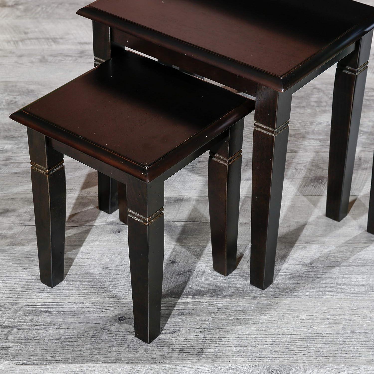 Stunning 3-Piece Espresso Nesting Table Set for Elegant Home Decor  Perfect for Versatile Use and Space-Saving in Living Room or Bedroom