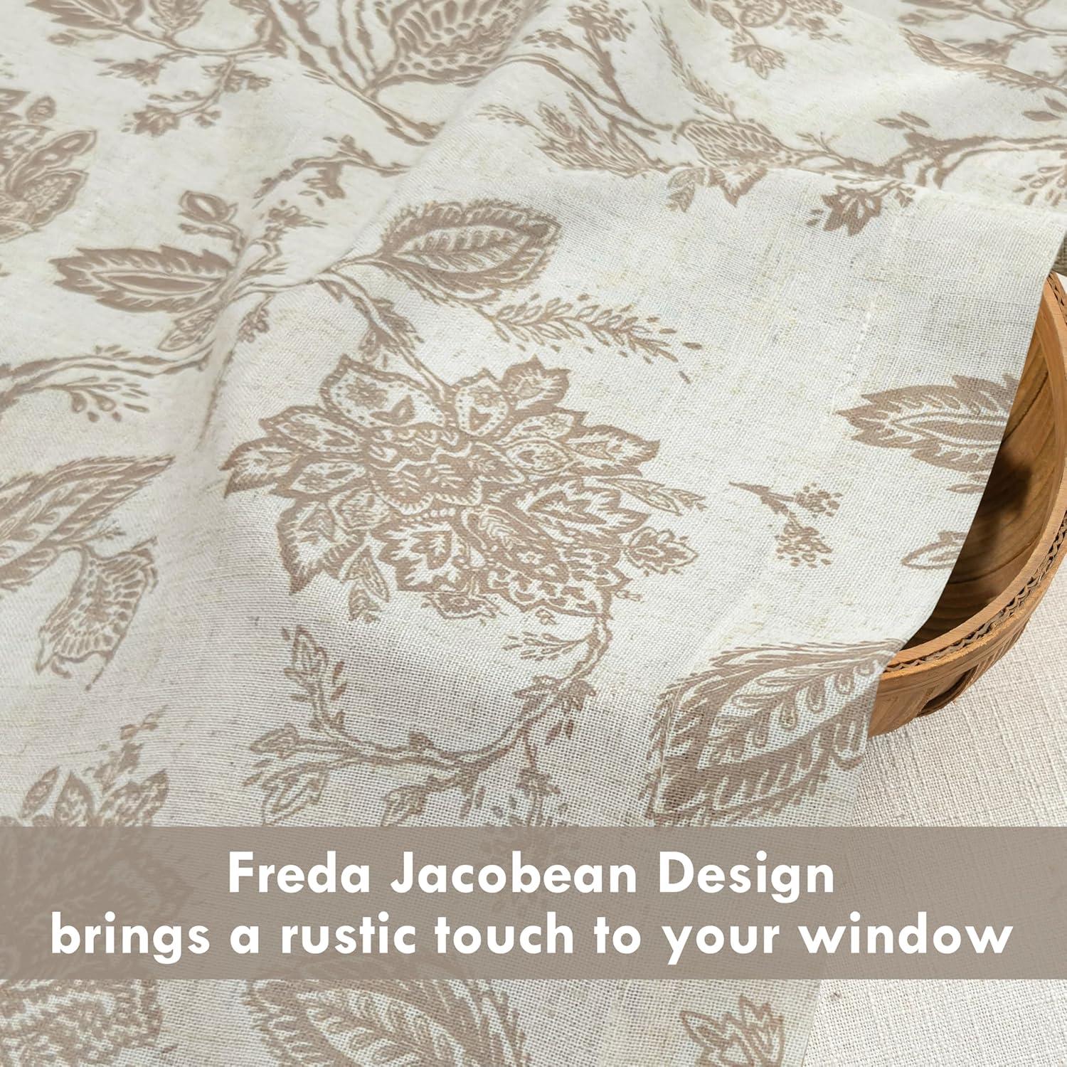 DriftAway Freda Jacobean Floral Linen Blend Blackout Thermal Insulated Energy Saving Privacy Window Curtain Valance Rod Pocket 2 Layers