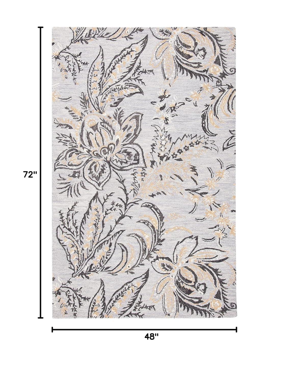 Blossom BLM275 Hand Tufted Area Rug - Grey/Yellow - 4'x6' - Safavieh.