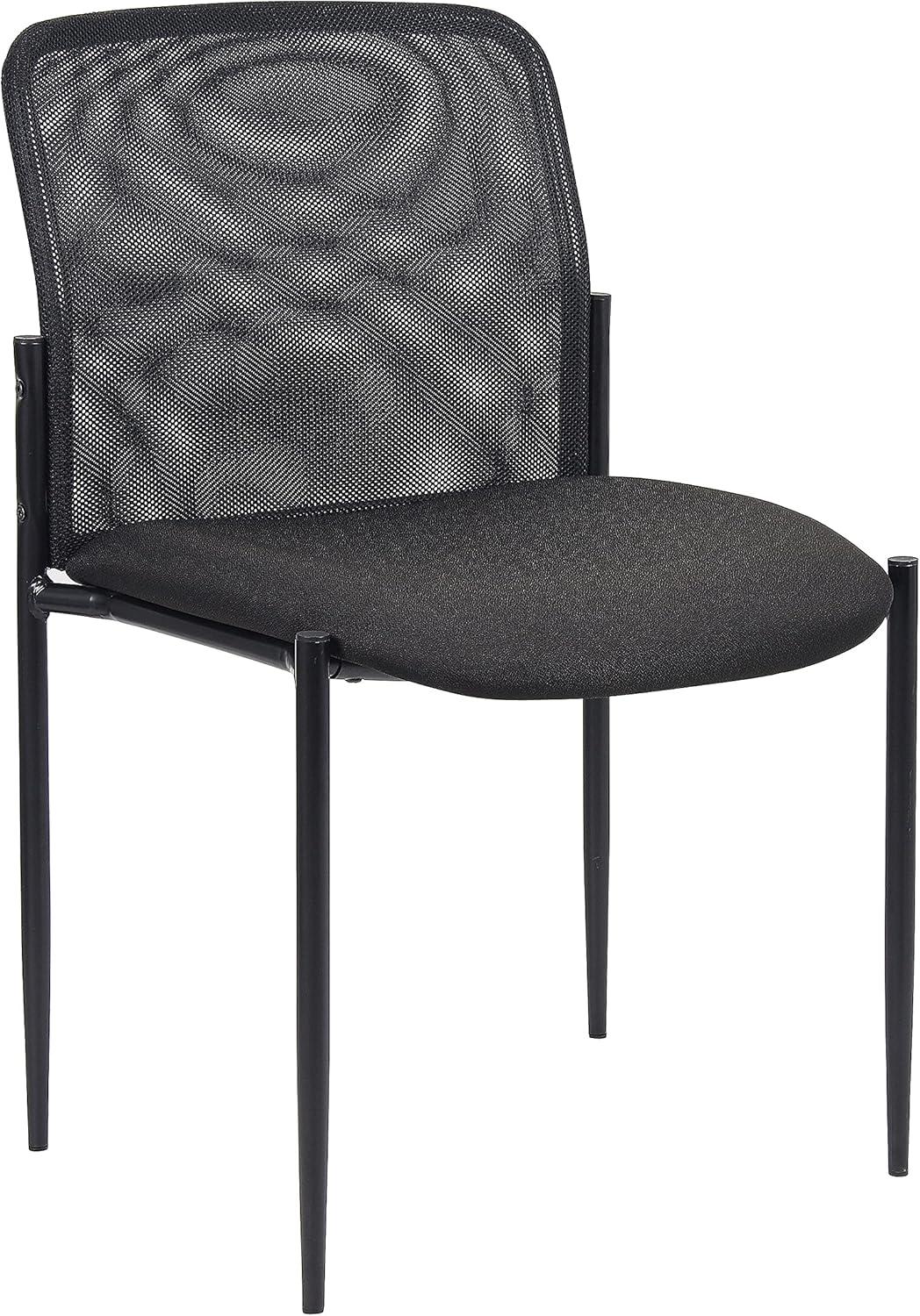 Mesh Guest Chair Black - Boss Office Products: Armless, Stackable, Metal Frame