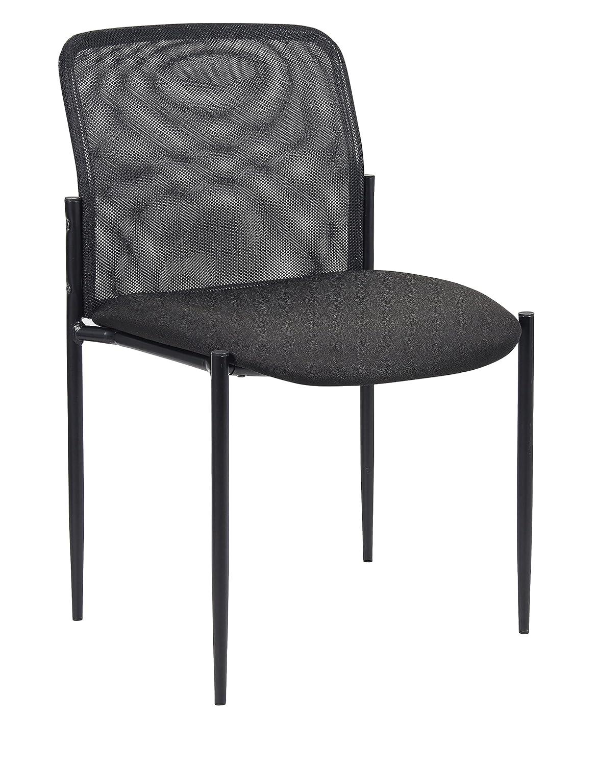 Mesh Guest Chair Black - Boss Office Products: Armless, Stackable, Metal Frame