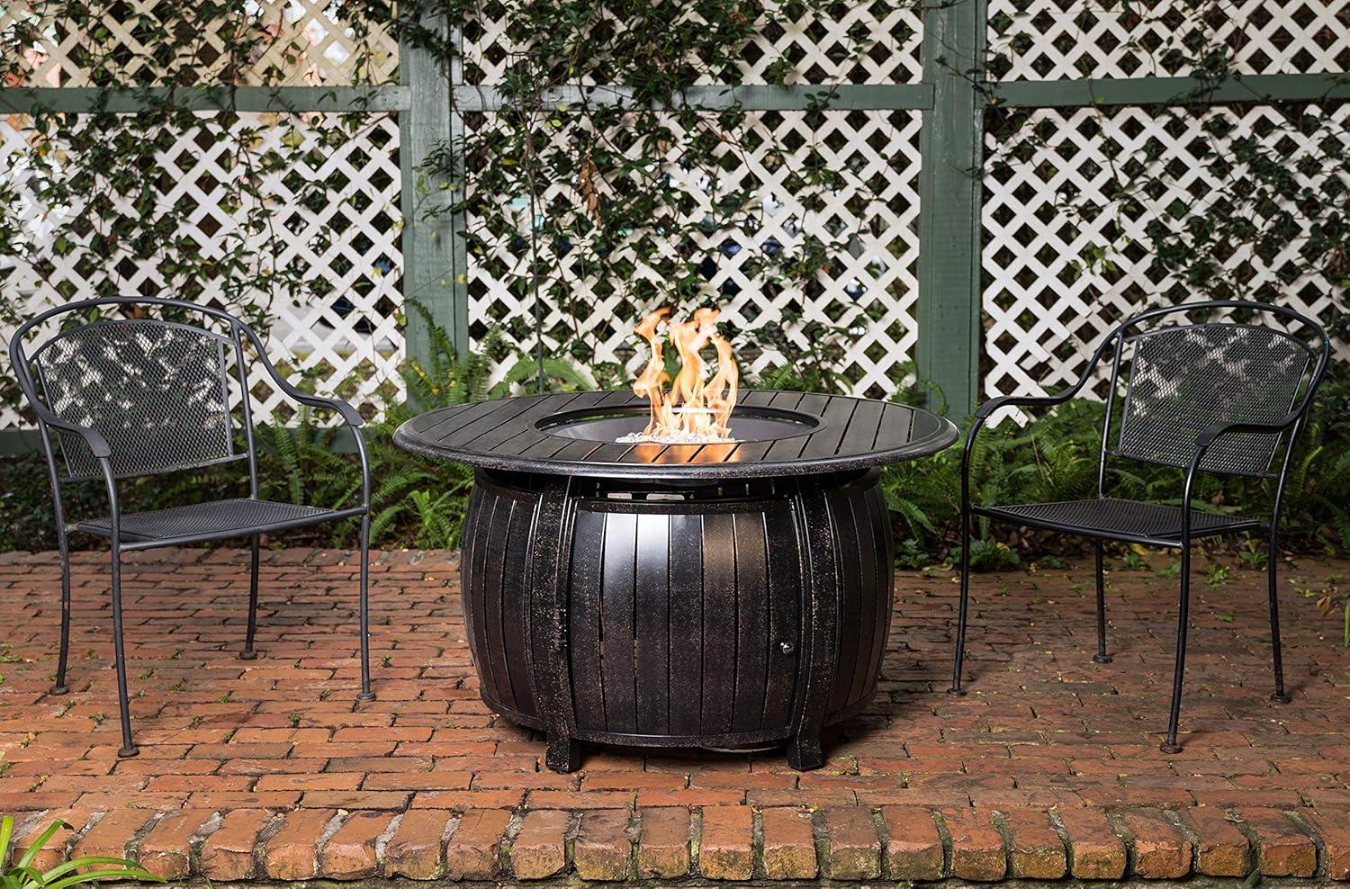 Fire Sense Copper Aluminum Gas Fire Pit Table Multi-Functional with Fire Bowl Lid, Bronze Finish-44"