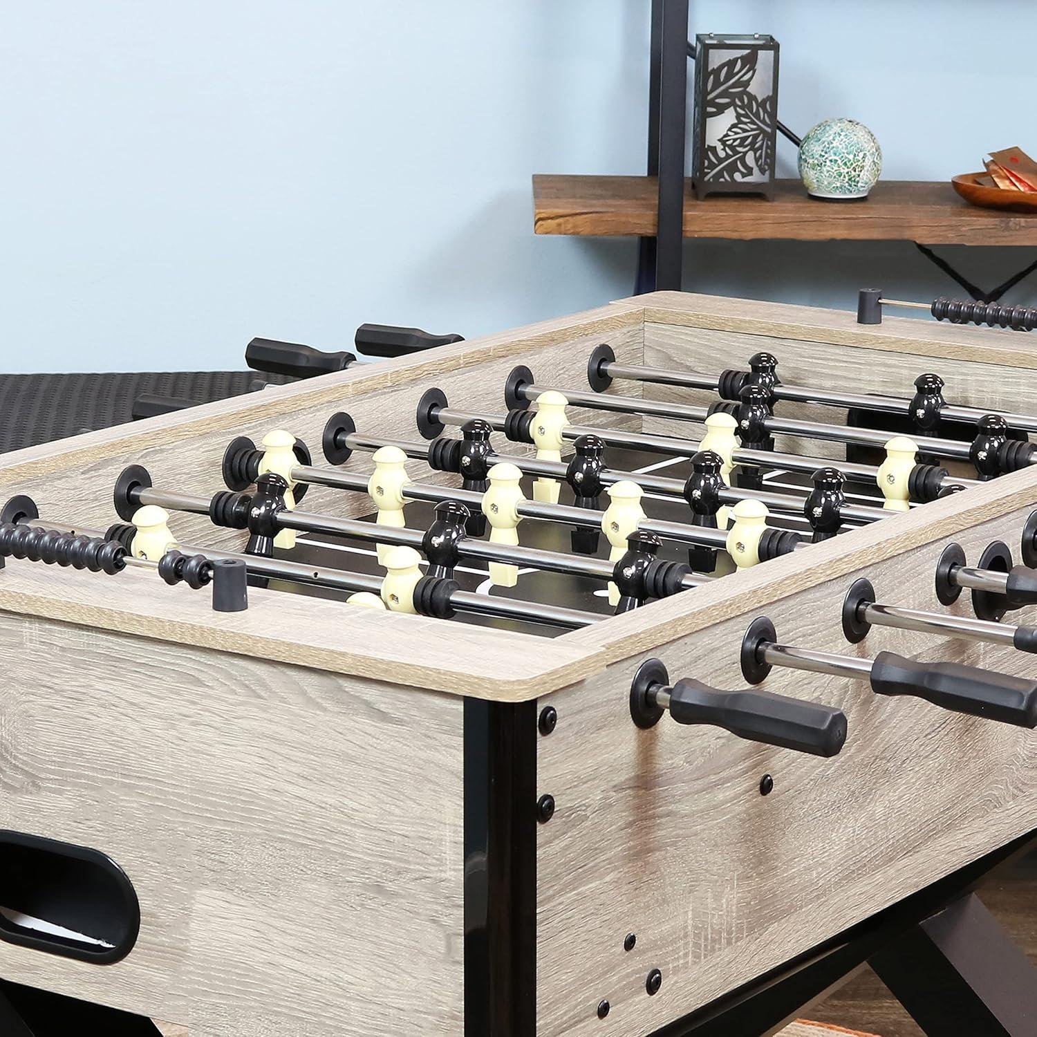 Sunnydaze Indoor Faux Rustic Distressed Wood Delano Foosball Soccer Game Table with Manual Scorers - 54" - Gray