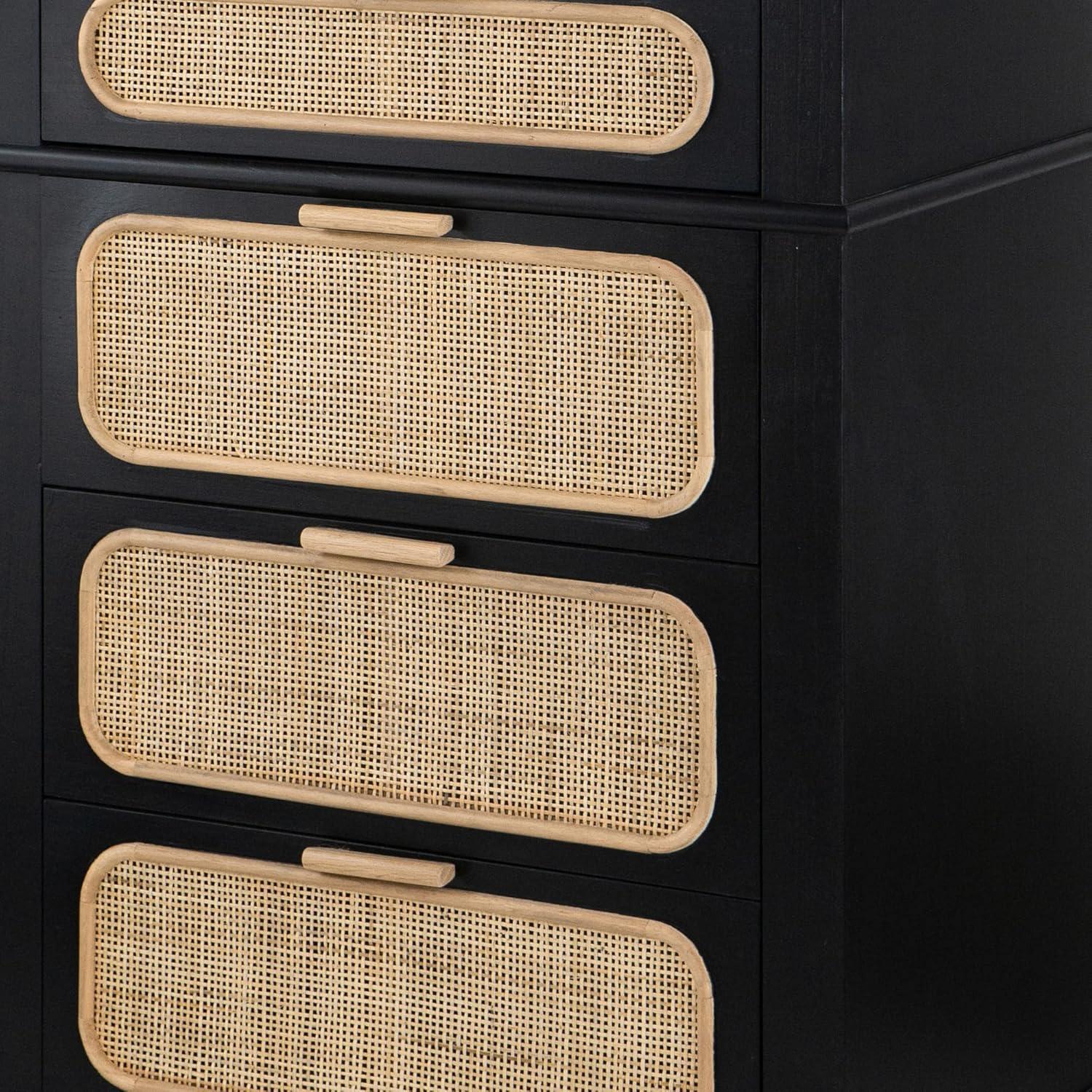 46 in. Dana 5 Drawers Tall Dresser Chest, Black