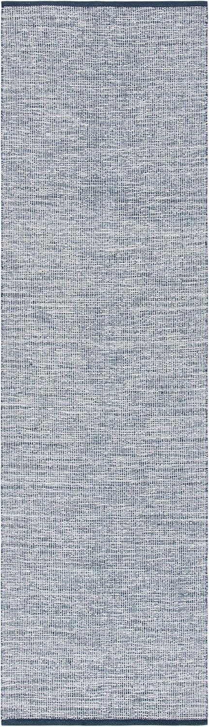 Montauk Navy Blue Handwoven Cotton Runner Rug