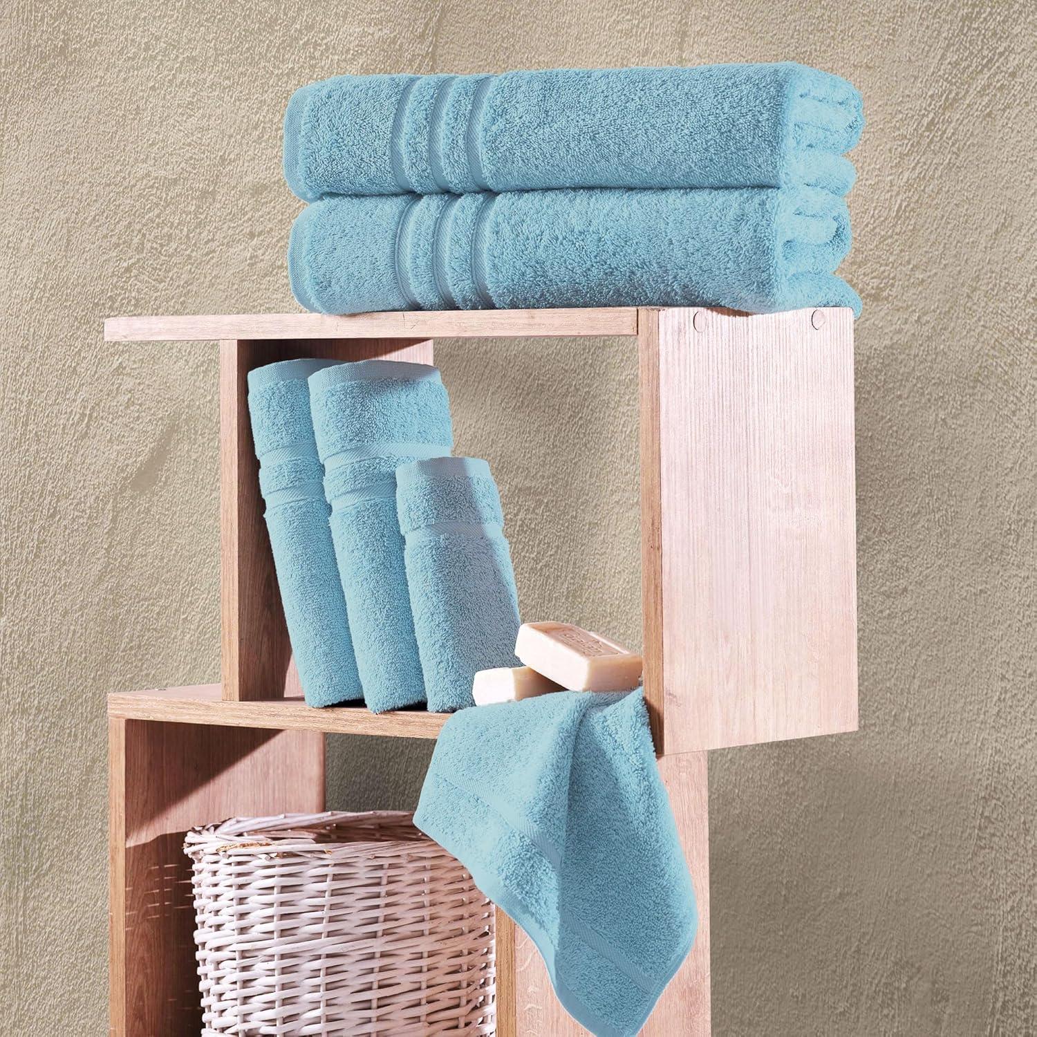 Hawmam Linen Coral 6 Piece Bath Towels Set for Bathroom Original Turkish Cotton Soft, Absorbent 2 Bath Towels, 2 Hand Towels, 2 Washcloths