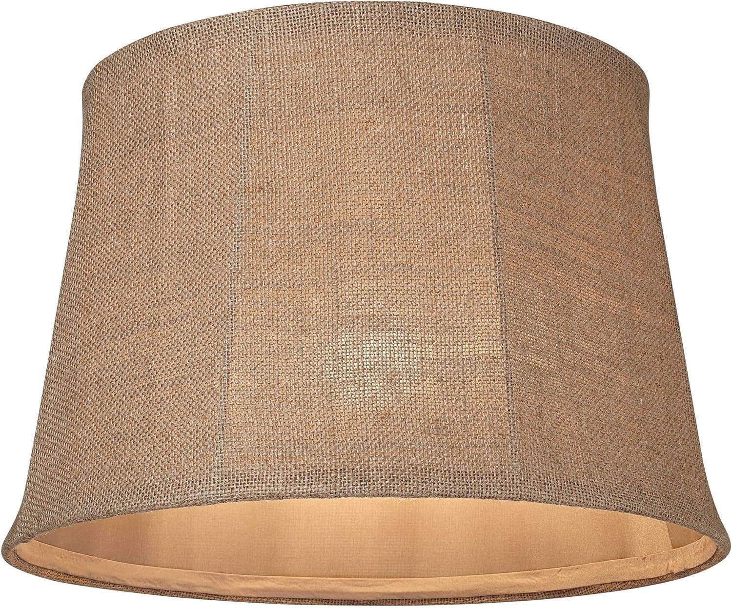 Springcrest Natural Burlap Medium Drum Lamp Shade 13" Top x 16" Bottom x 11" Slant x 10.75" High (Spider) Replacement with Harp and Finial