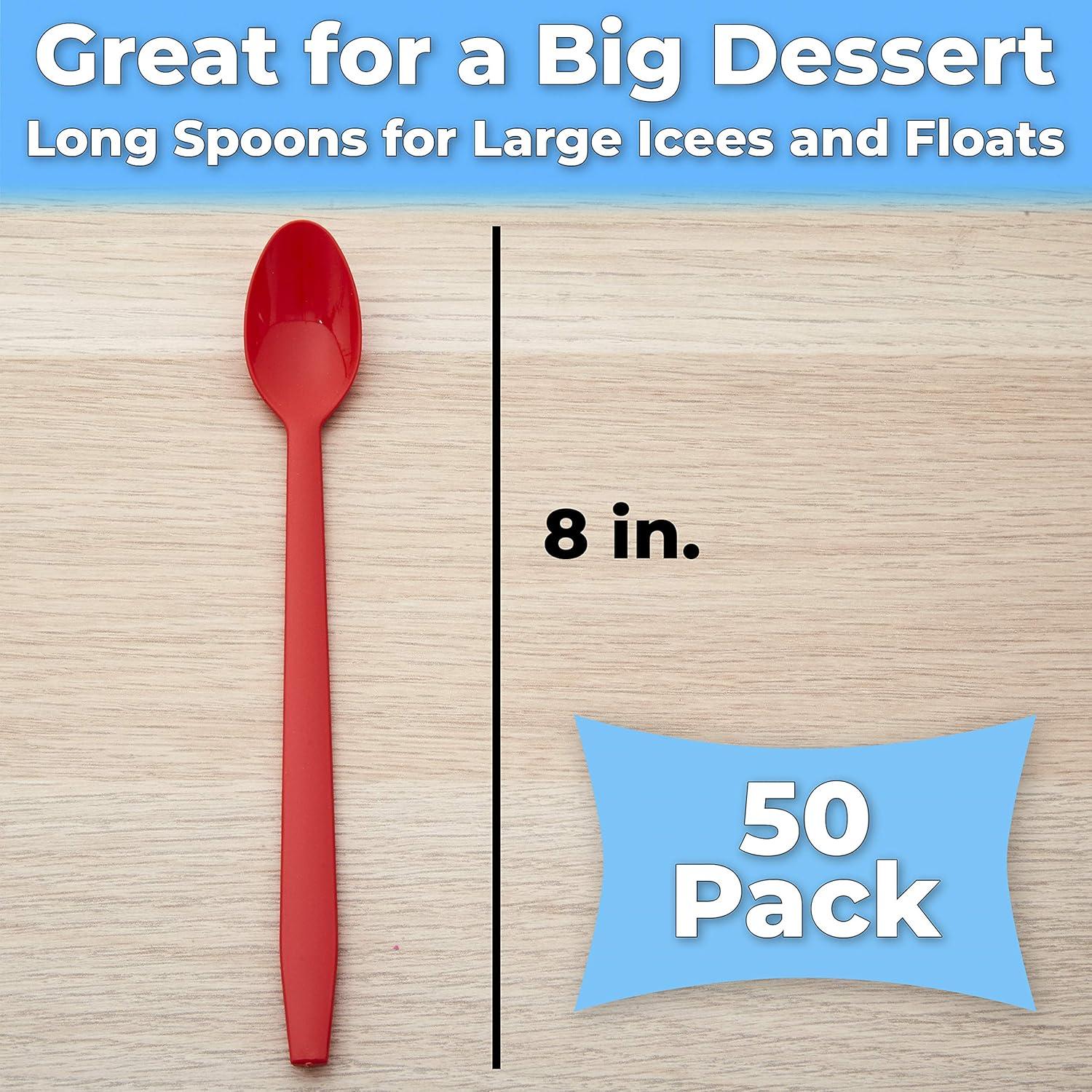 Avant Grub Extra Sturdy, Super Fun Red 8in Sundae Spoons 50ct