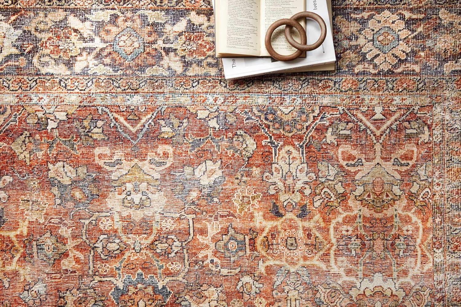 Layla Red and Marine Polyester Runner Rug