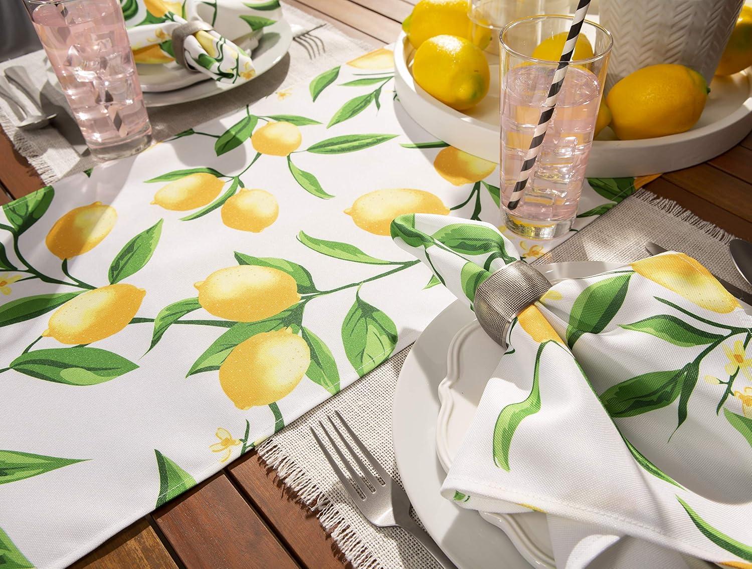 Design Imports Lemon Bliss Print Outdoor Table Runner 14X108 Inches