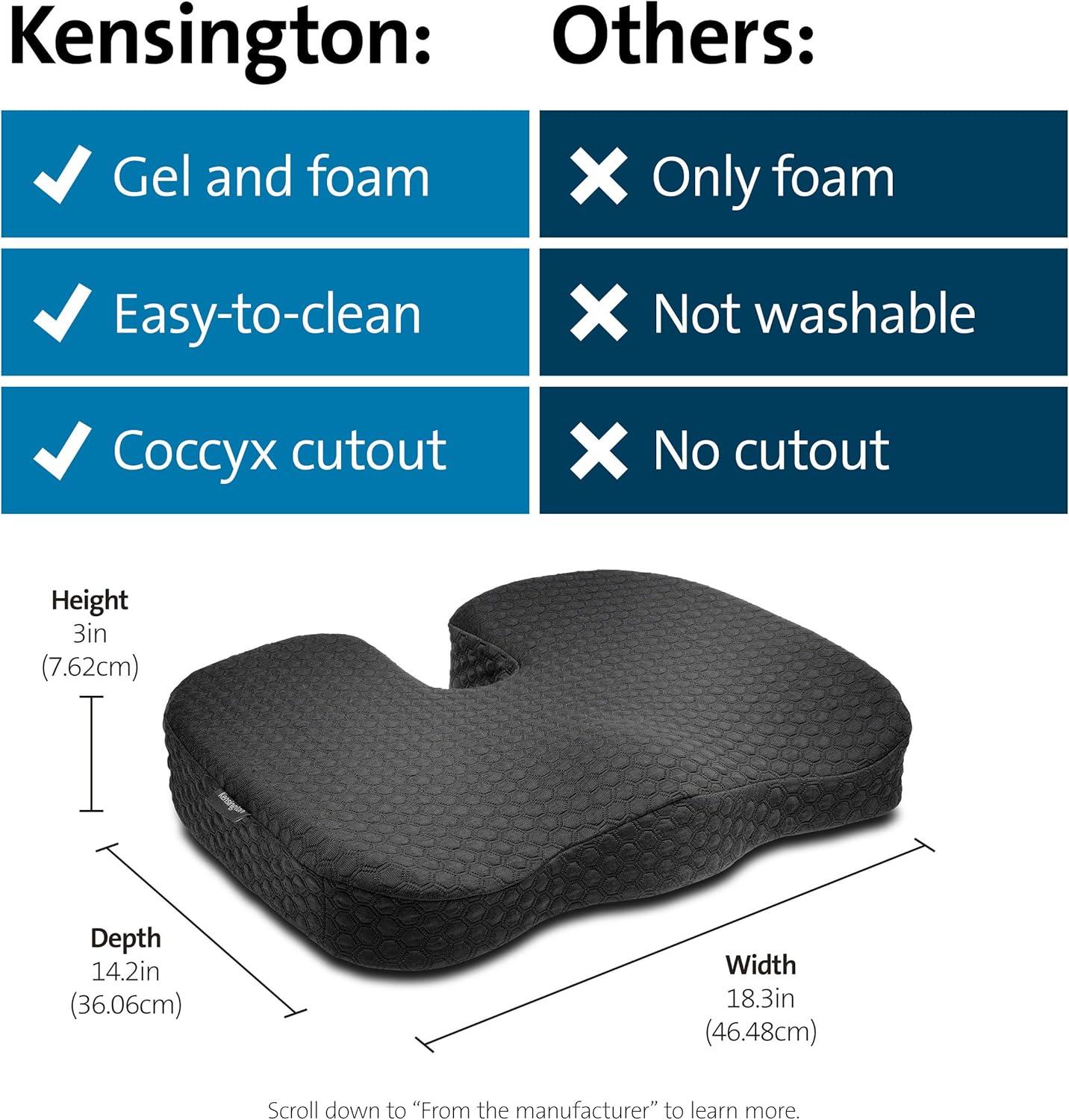 Black Memory Foam Ergonomic Seat Cushion with Cool-Gel