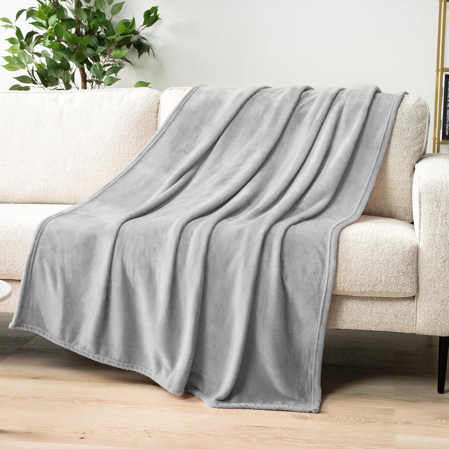 PAVILIA Luxury Fleece Blanket Throw for Bed, Soft Lightweight Plush Flannel Blanket for Sofa Couch