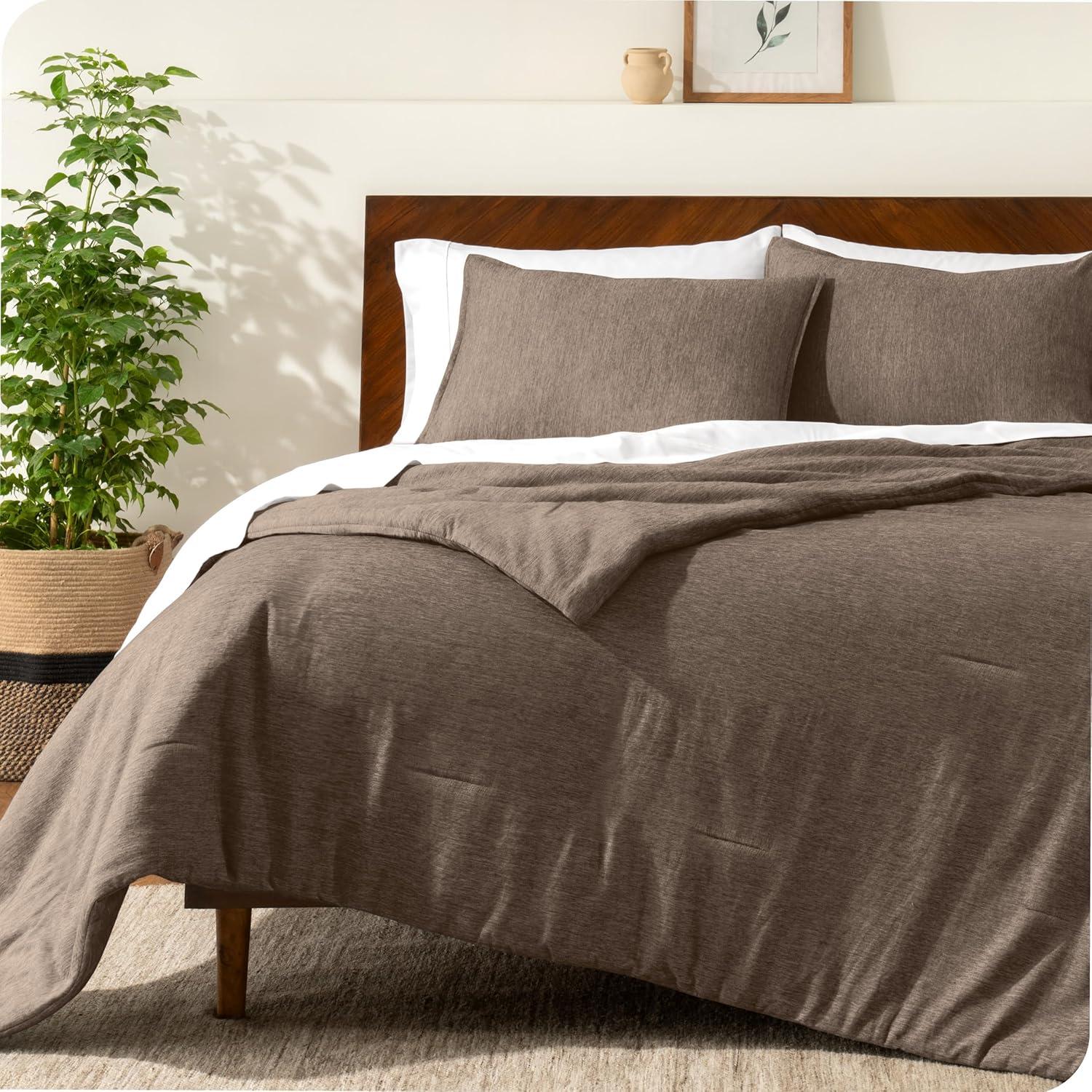 Bare Home 3-Piece Comforter Set in Heathered Taupe, Full