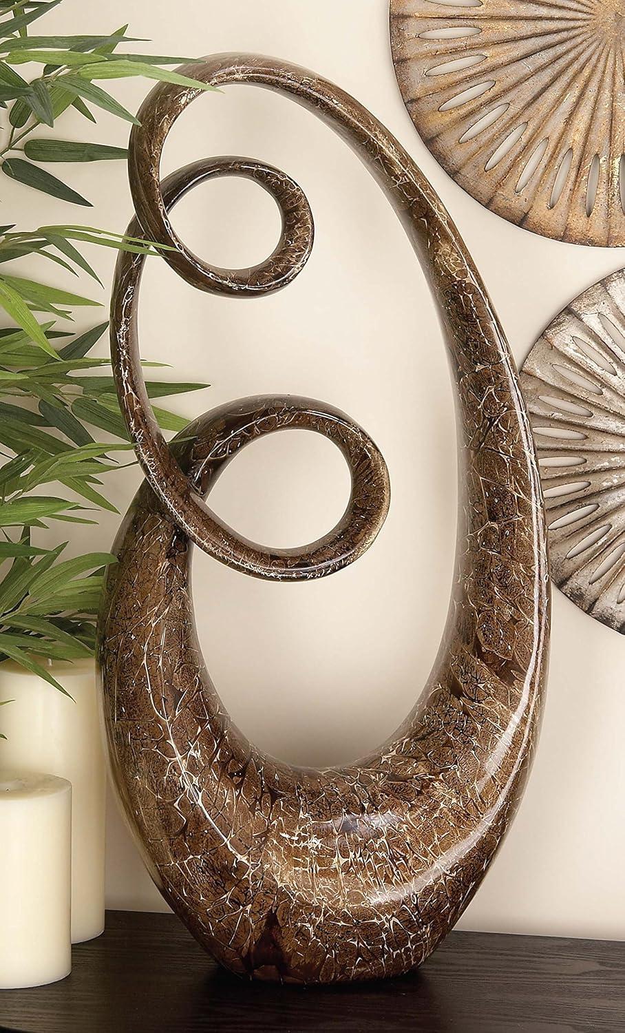 Abstract Brown Polystone Swirl Decorative Sculpture