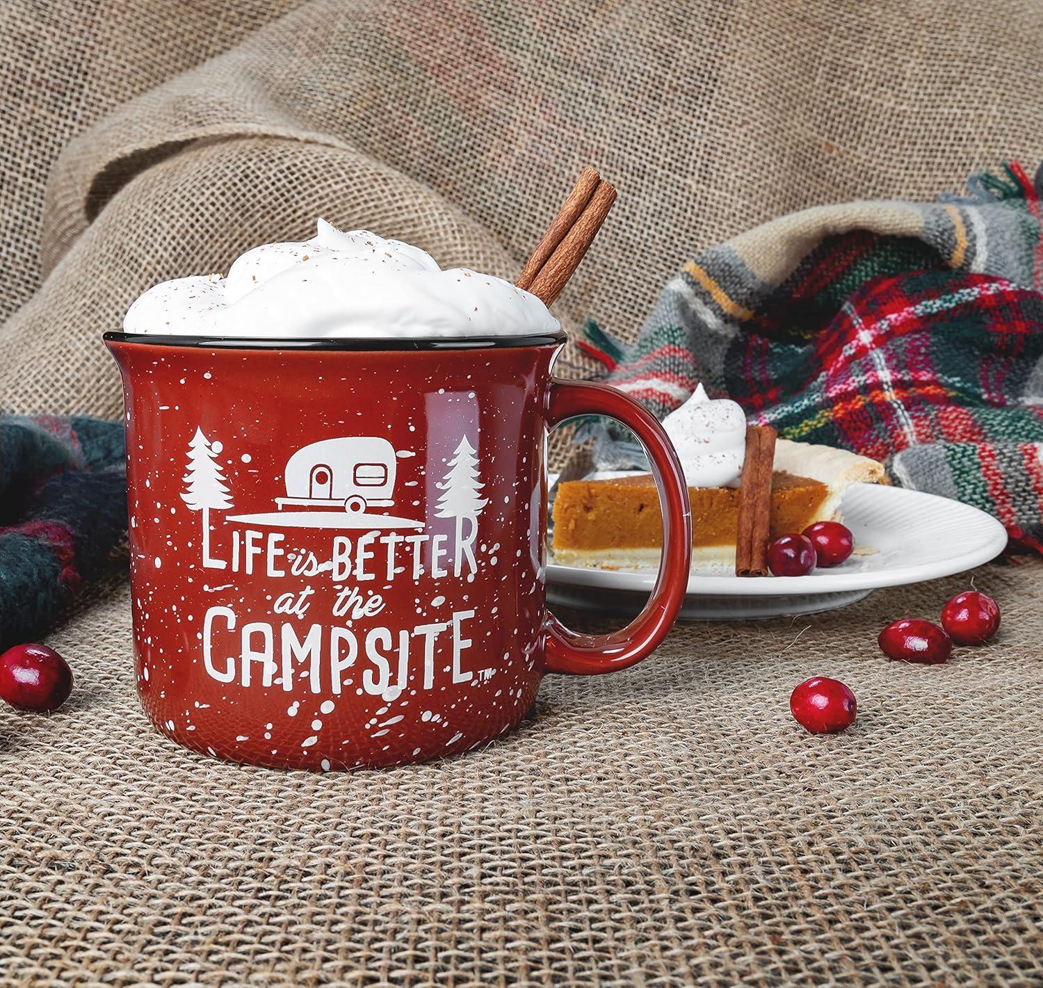 Life Is Better at The Campsite Mug Set - Multicolor, Ceramic, 14-ounces, 4-Pack (53357)