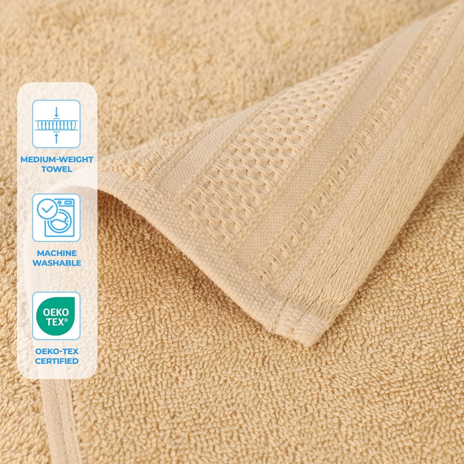 Superior Honeycomb Textured Waffle Border Cotton Medium Weight Bath Sheets (Set of 2)