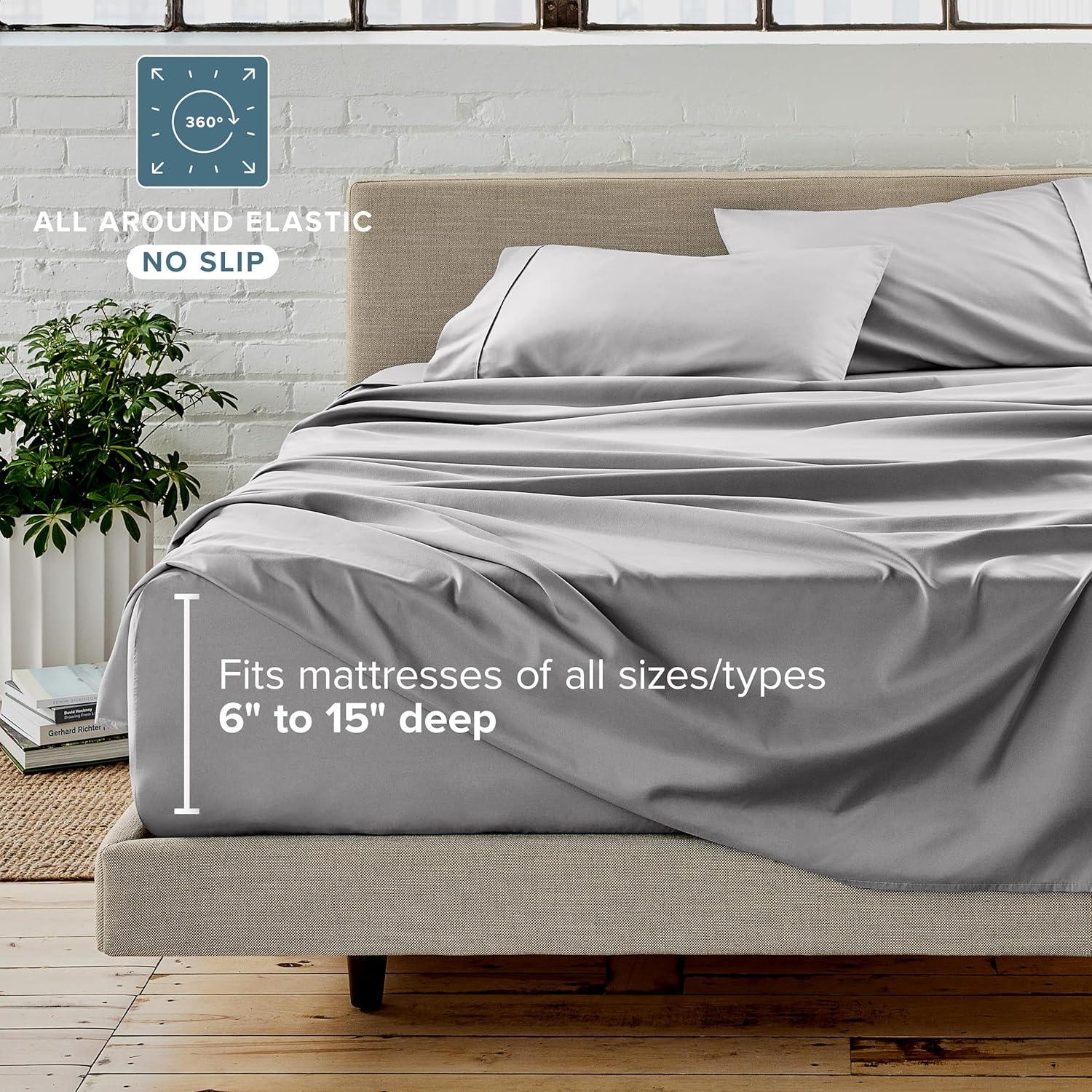 Bare Home 4-Piece Reversible Bed-in-a-Bag - Premium 1800 Collection - Twin XL, Light Gray/Gray Comforter with Gray Sheet Set