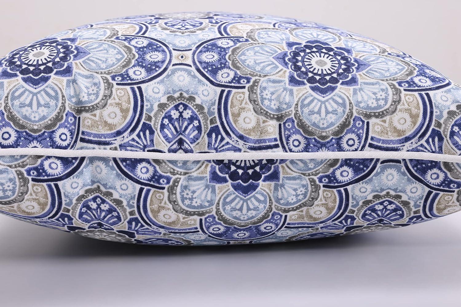 Keyzu Medallion 2pc Square Outdoor Throw Pillow Set Blue - Pillow Perfect