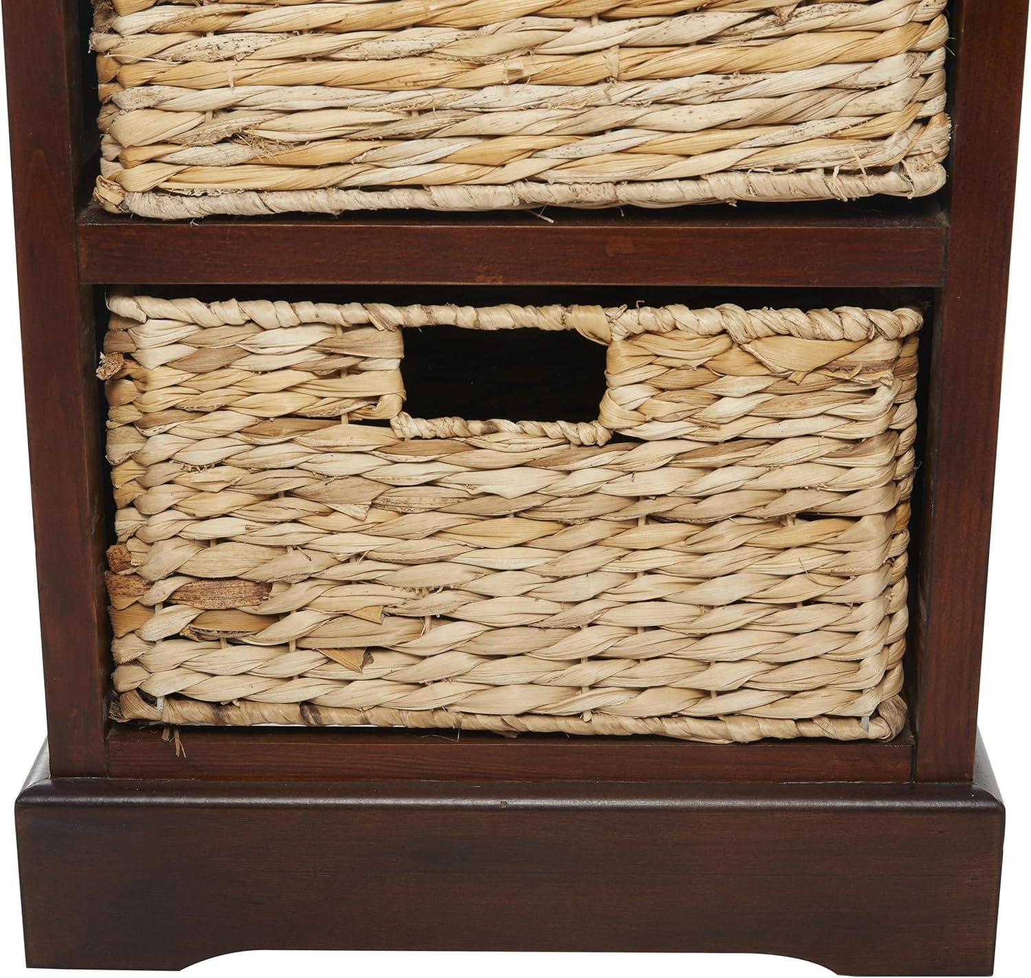 Wooden Side Chest with Wicker Drawers Brown - Olivia & May